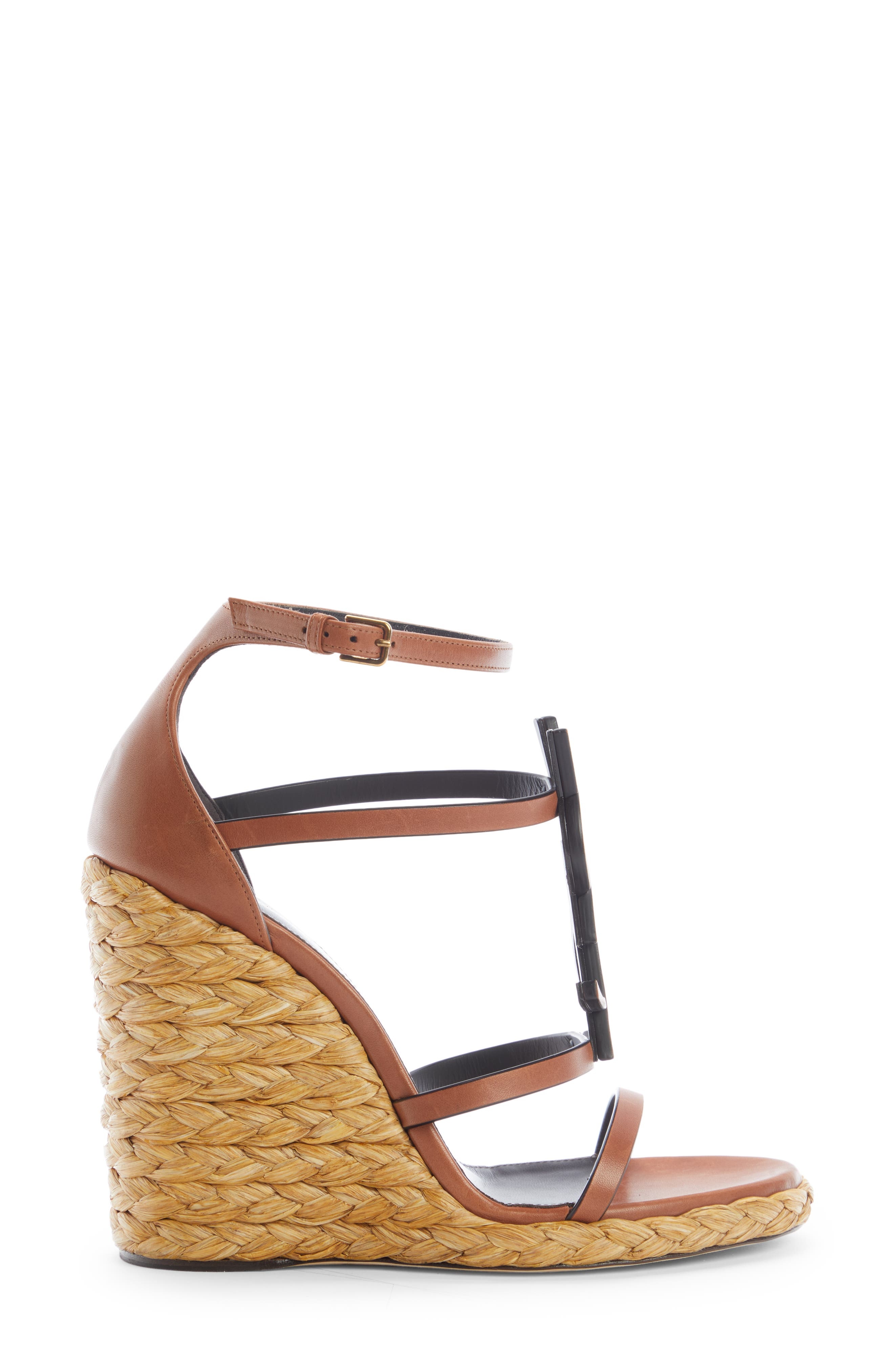 Cassandra YSL Logo Raffia Wedge Sandal - 3