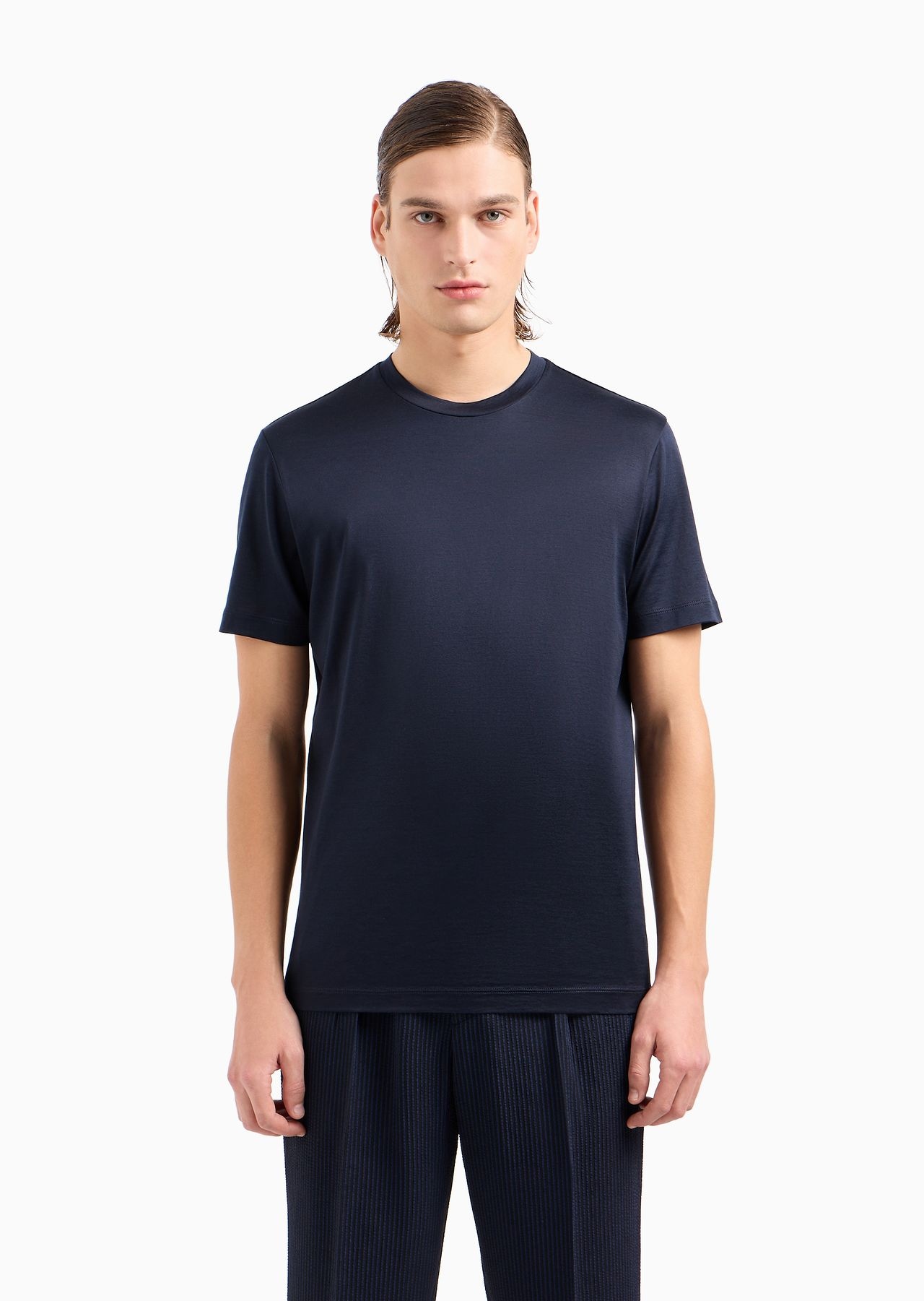 Plain-knit jersey T-shirt in a silk-and-cotton blend - 2