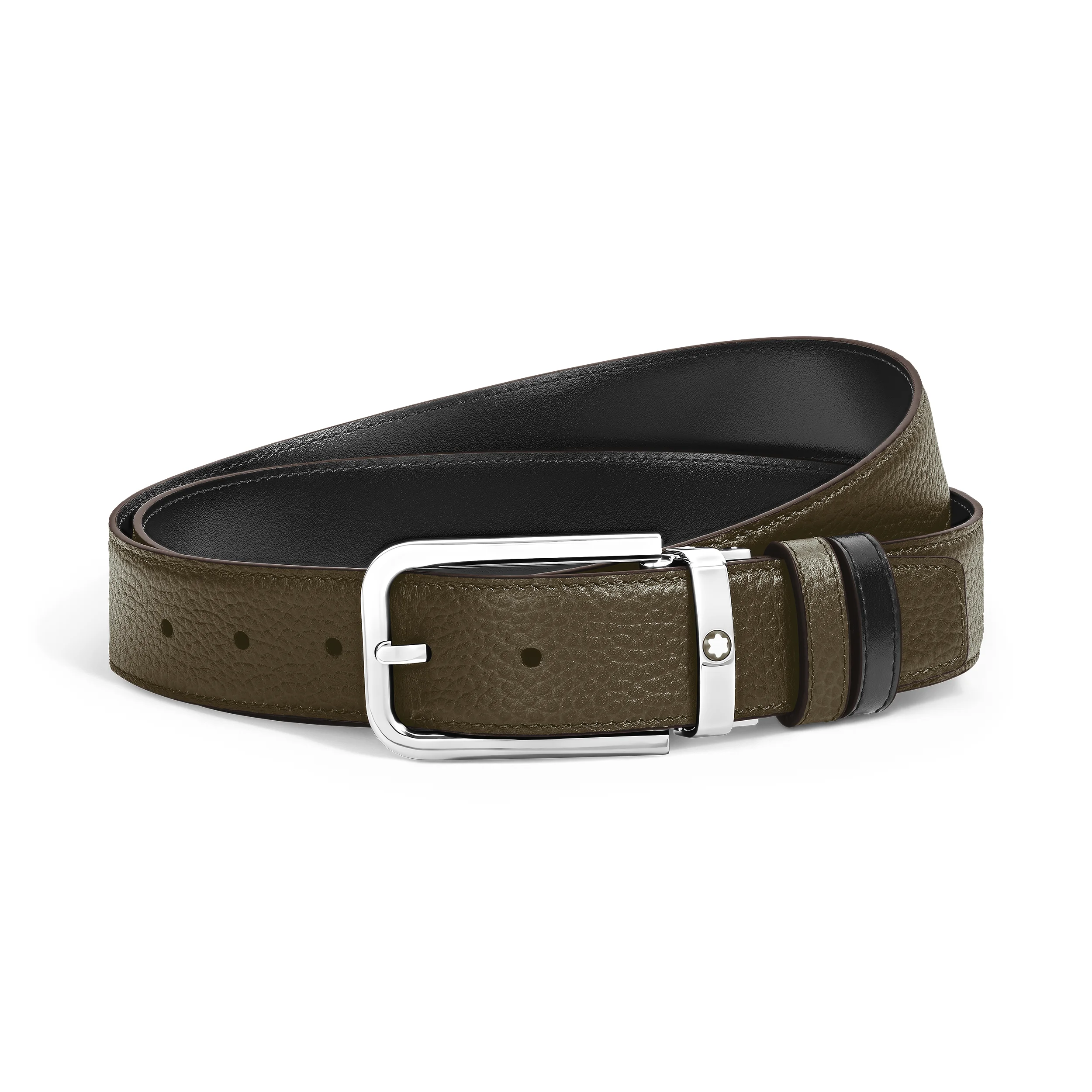 35 MM REVERSIBLE BELT IN GRAIN LEATHER WITH RECTANGULAR BUCKLE - 1