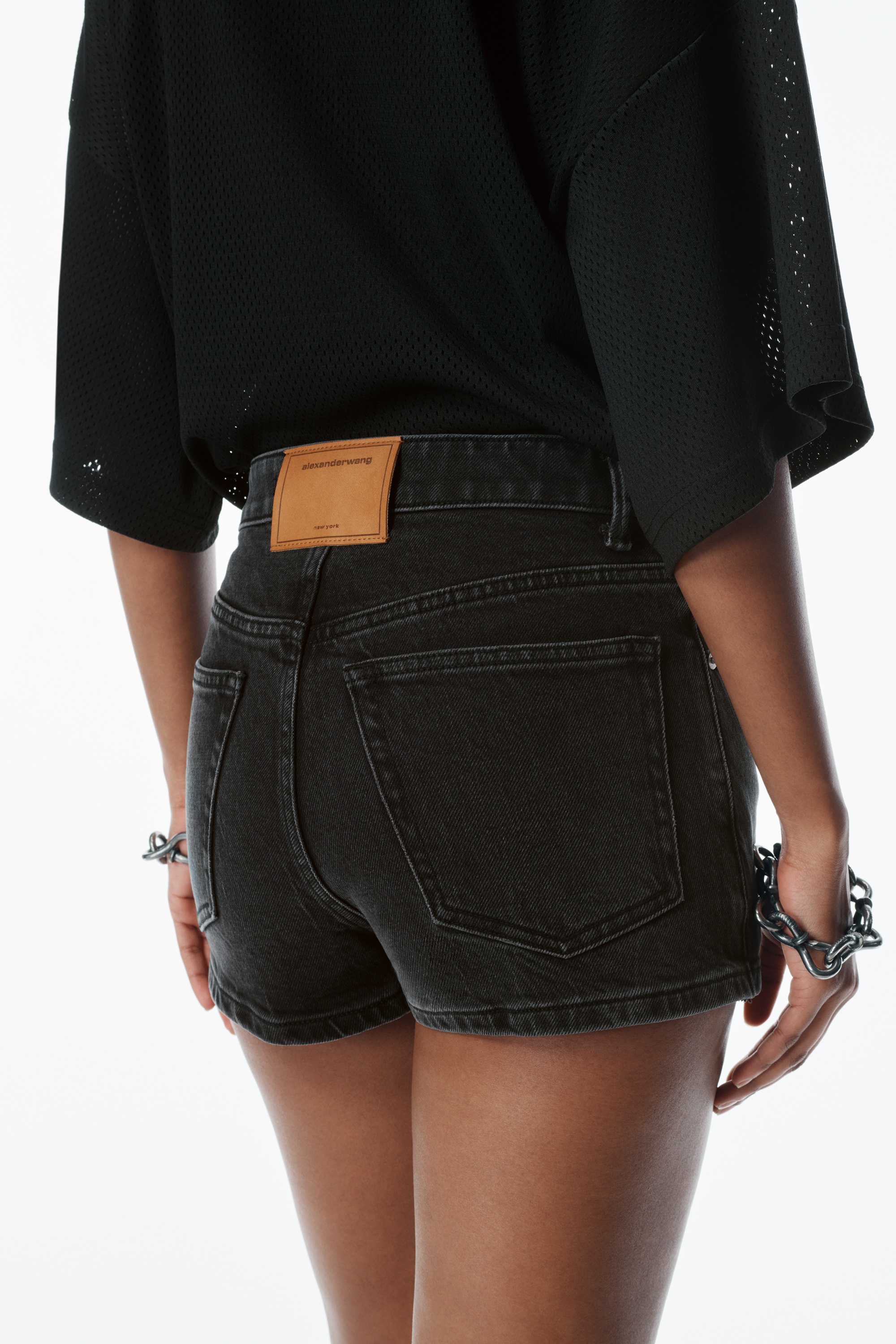 Mid Rise Mini Skort in Comfort Denim Stretch - 3