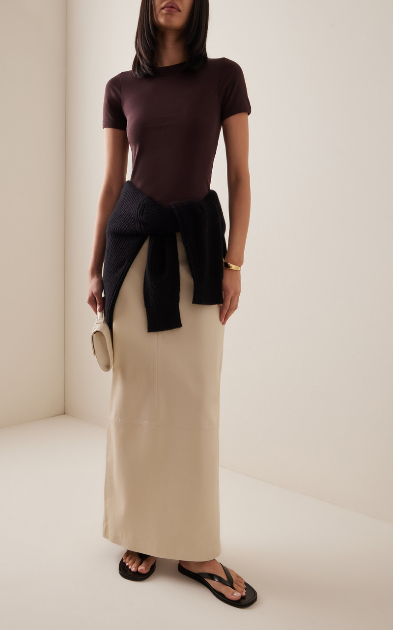 FLORE FLORE Ribbed Cotton Car T-Shirt brown outlook