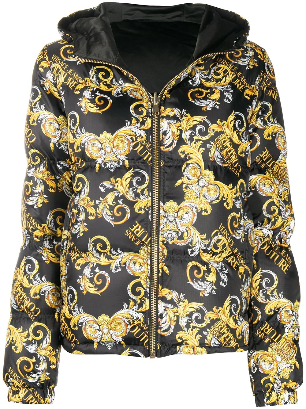 baroque print puffer jacket  - 1