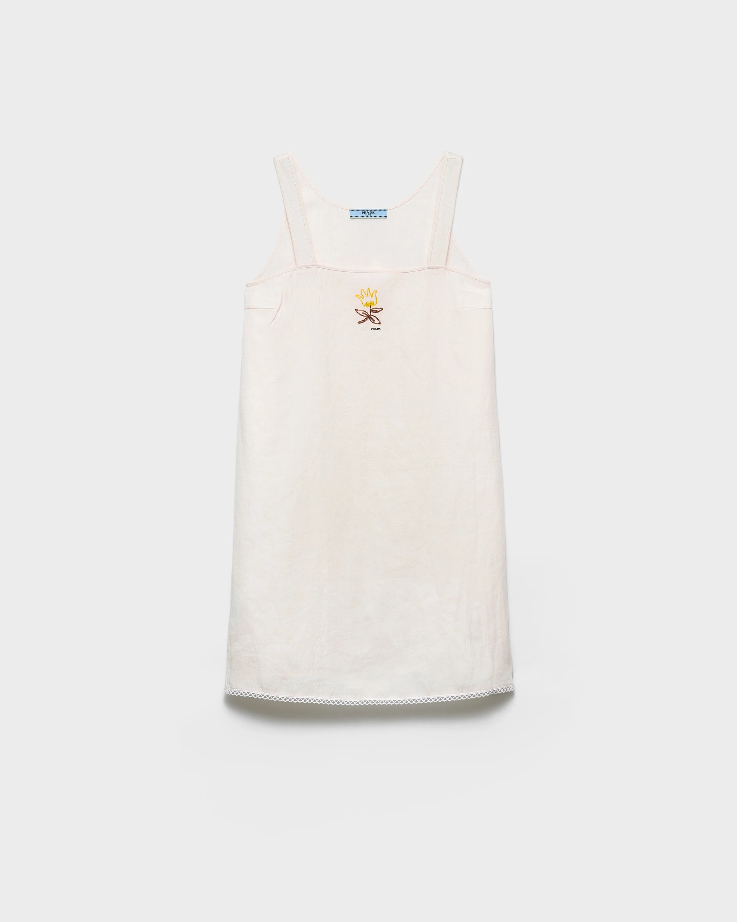 Embroidered slubbed fabric mini-dress - 1