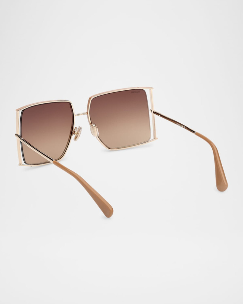 Max Mara Rectangle Logo Engraved Metal Sunglasses outlook
