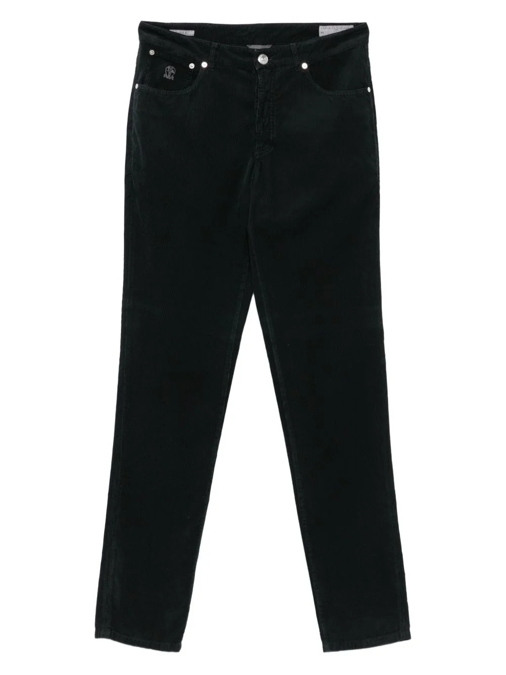 logo-embroidery corduroy trousers - 1