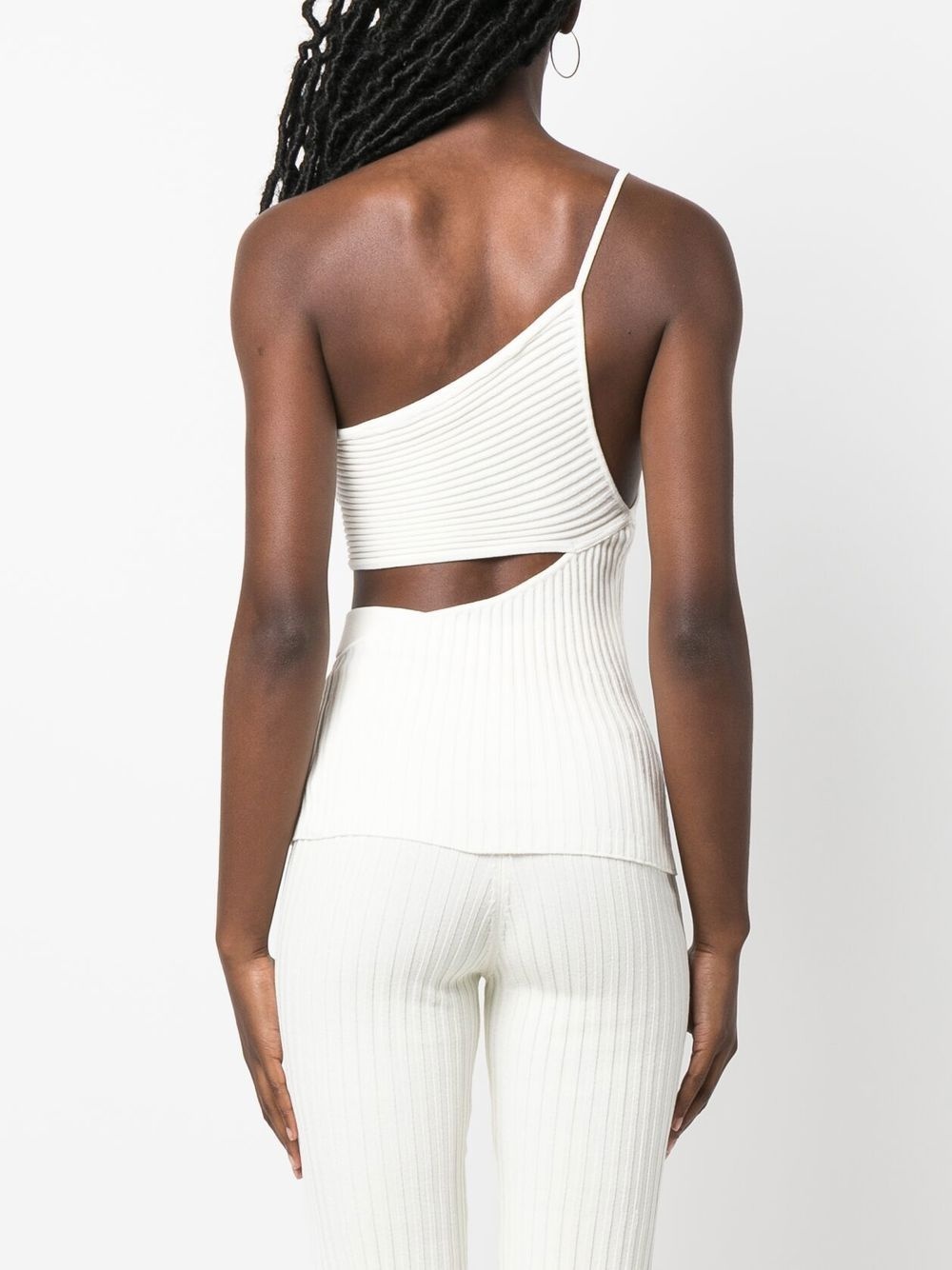 one-shoulder cut-out ribbed top - 4