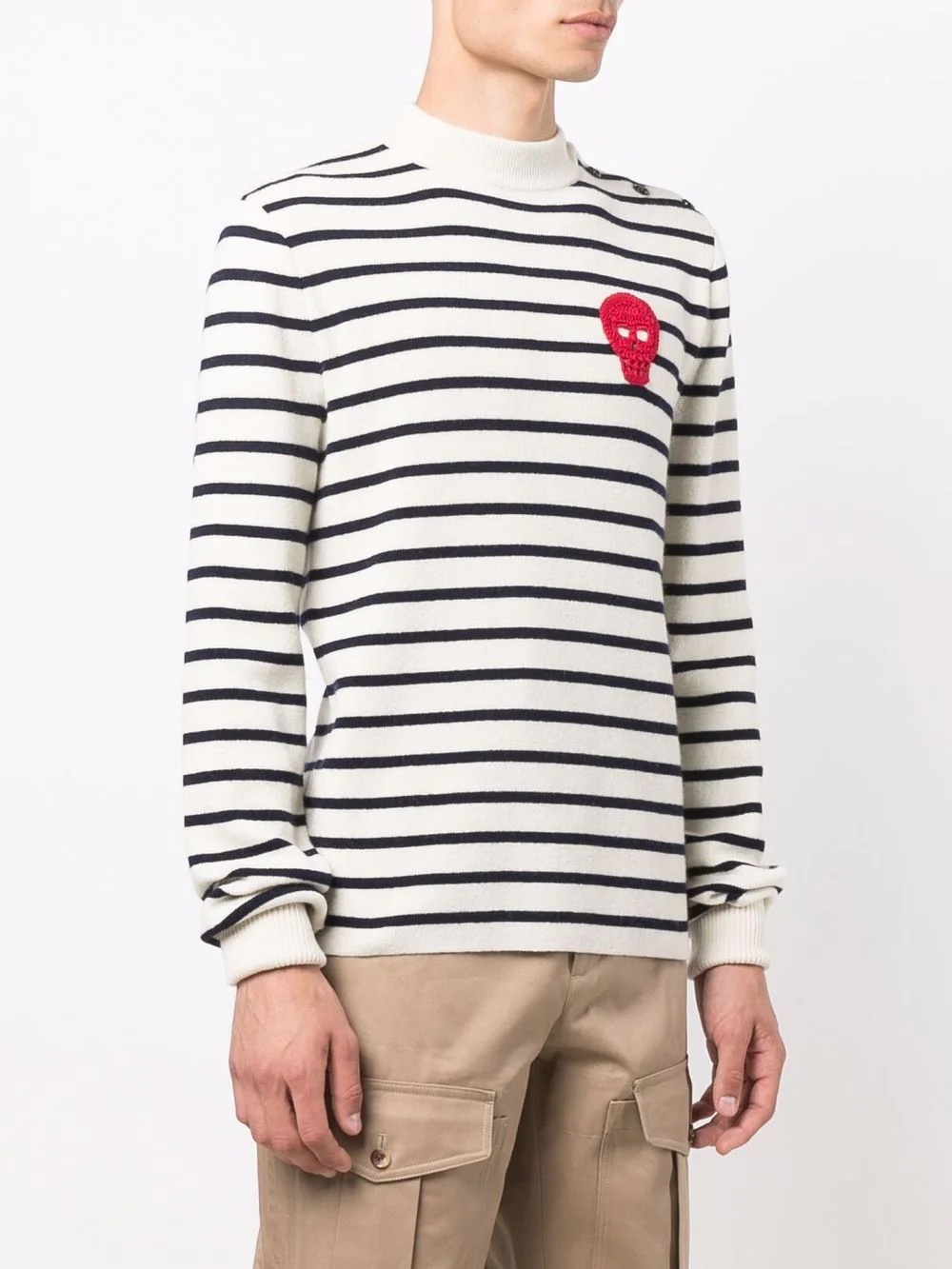 striped mock-neck jumper - 3