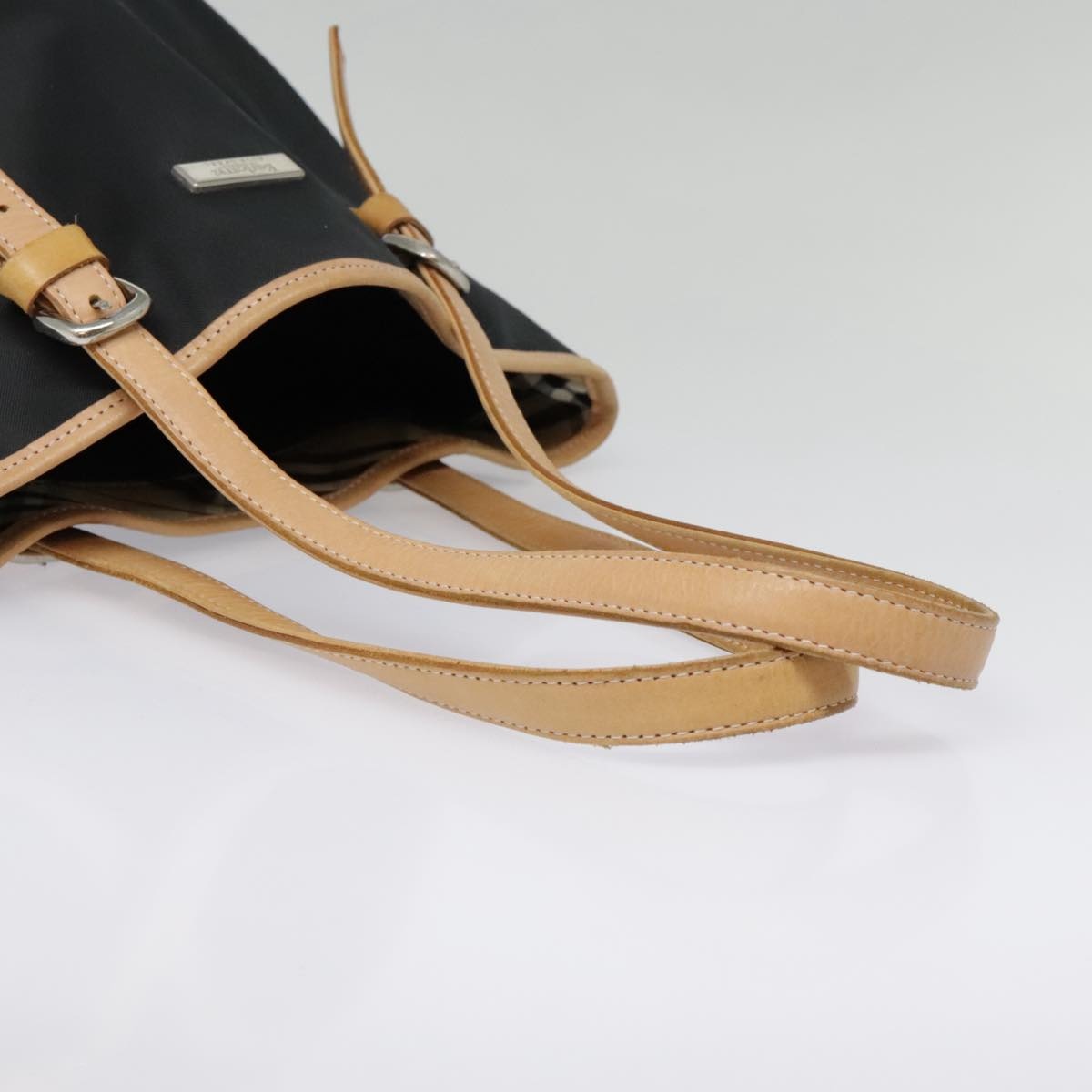 Burberry Nova Check Blue Label Tote Bag Nylon Black Beige - 7