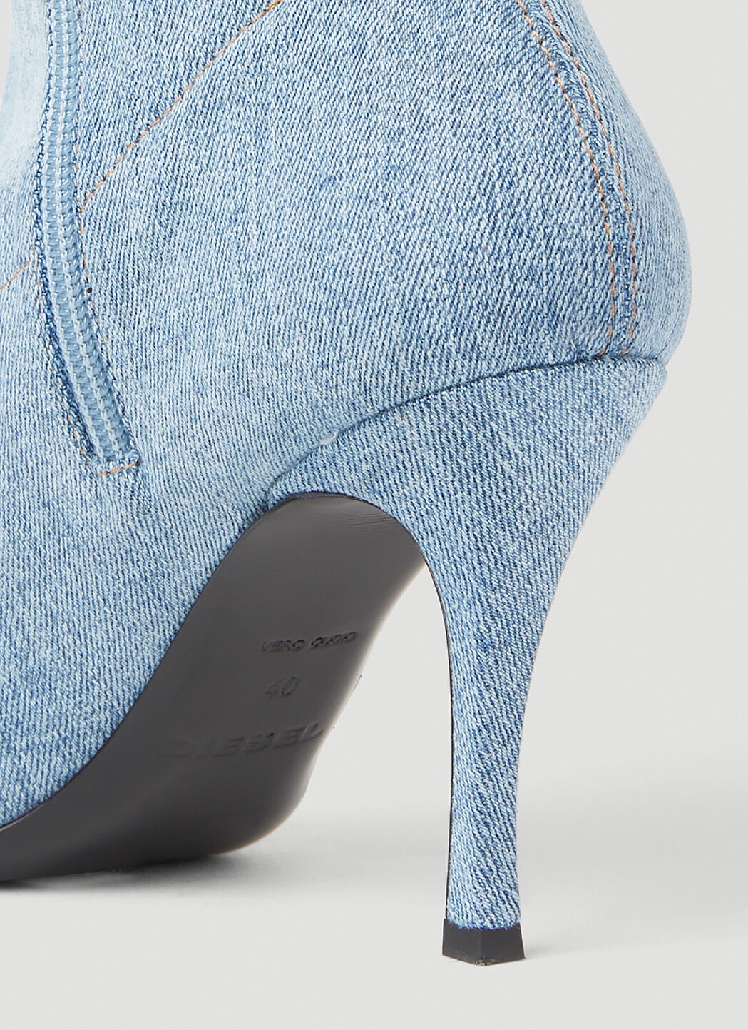 ★DIESEL★ D Venus KBT Boots Light Blue Y02917P0585H0167 Y02 D-VENUS KBT Woman: Knee-high boots in stretch denim | Diesel