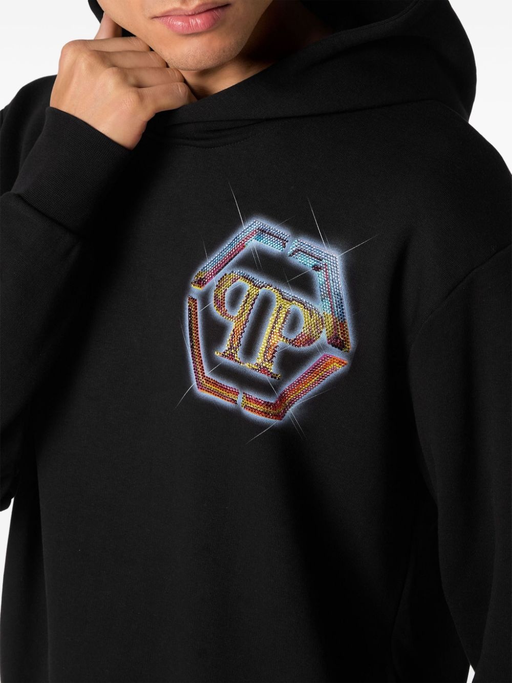 embellished logo-print hoodie - 4