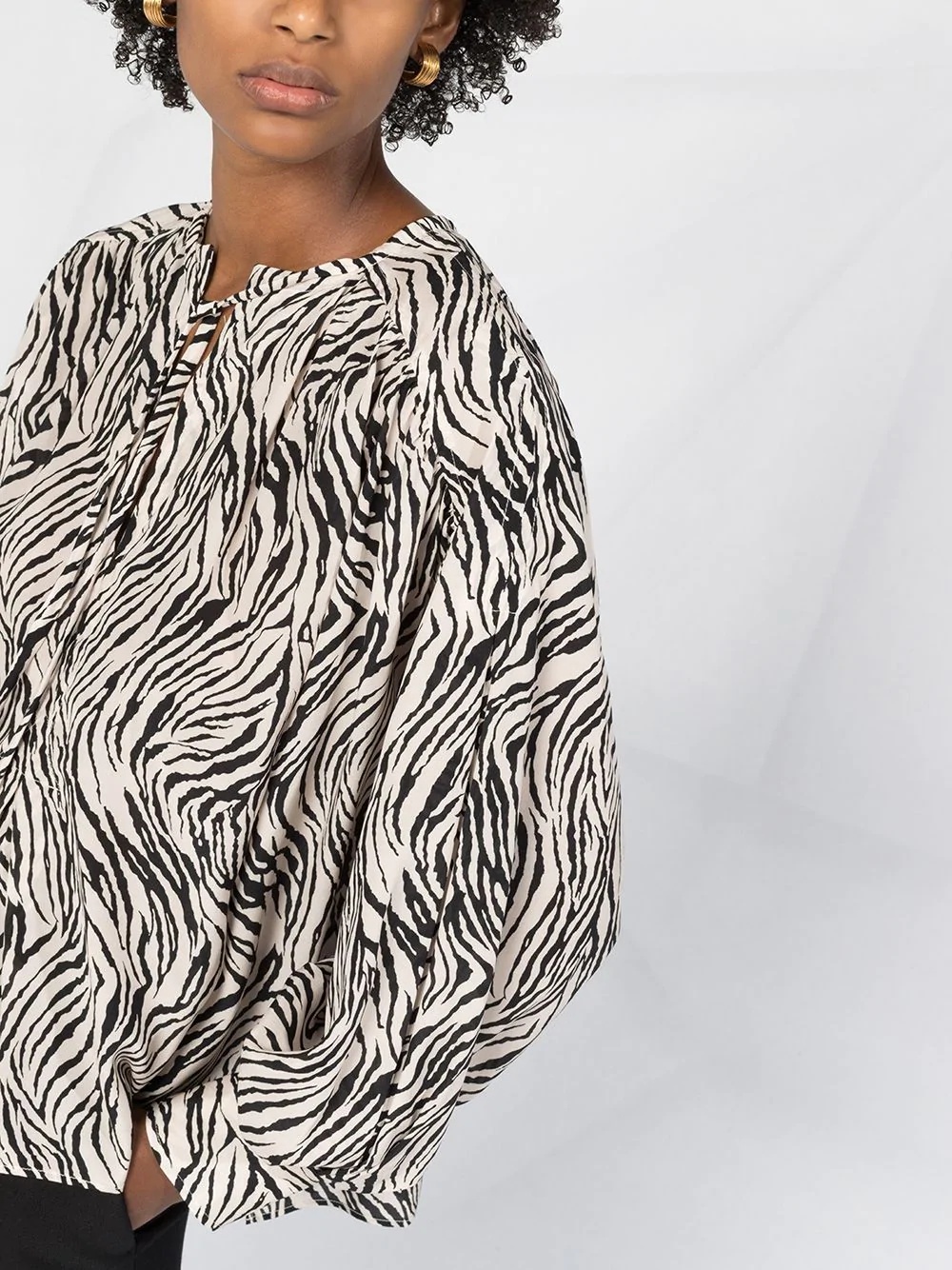 zebra print silk mix blouse - 5