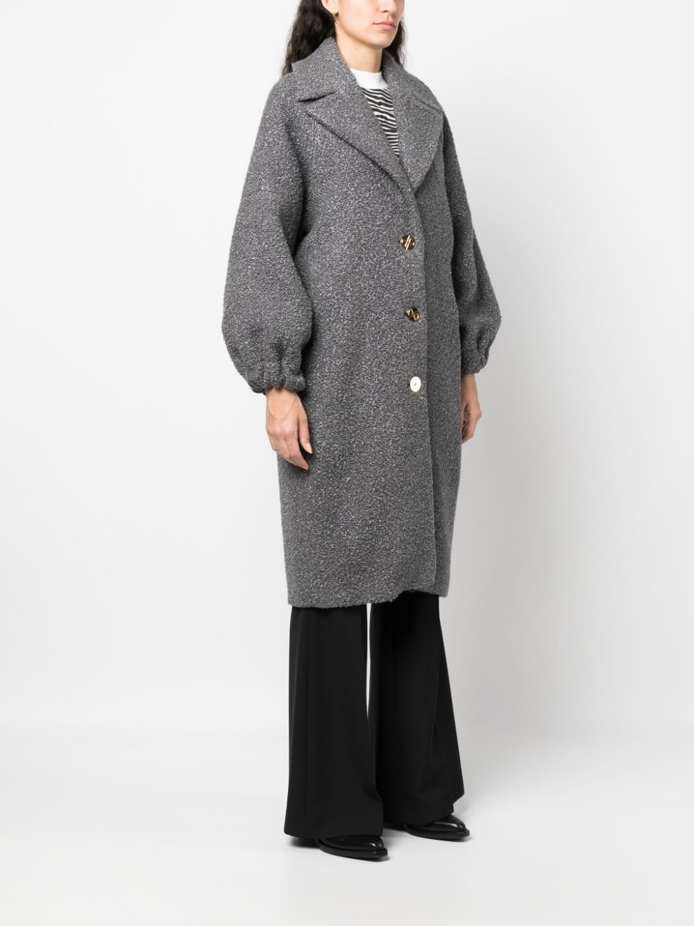 puff-sleeve single-breasted coat - 3