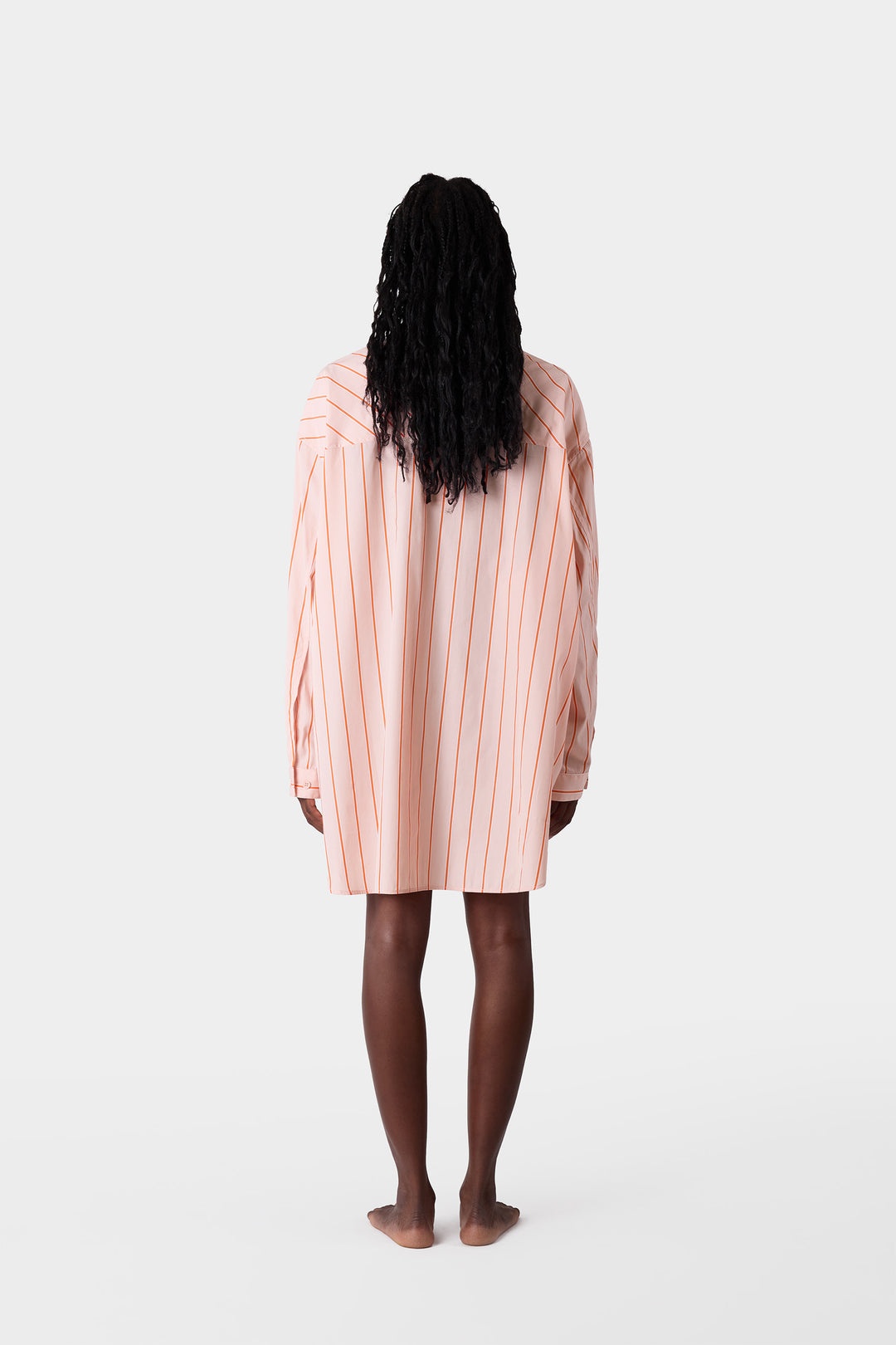 MEGA OVER SHIRT W/ CUTS / pink stripes - 7