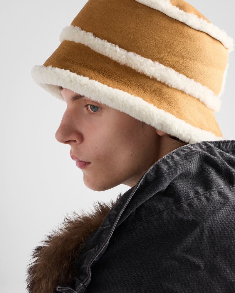 Prada Suede shearling bucket hat outlook