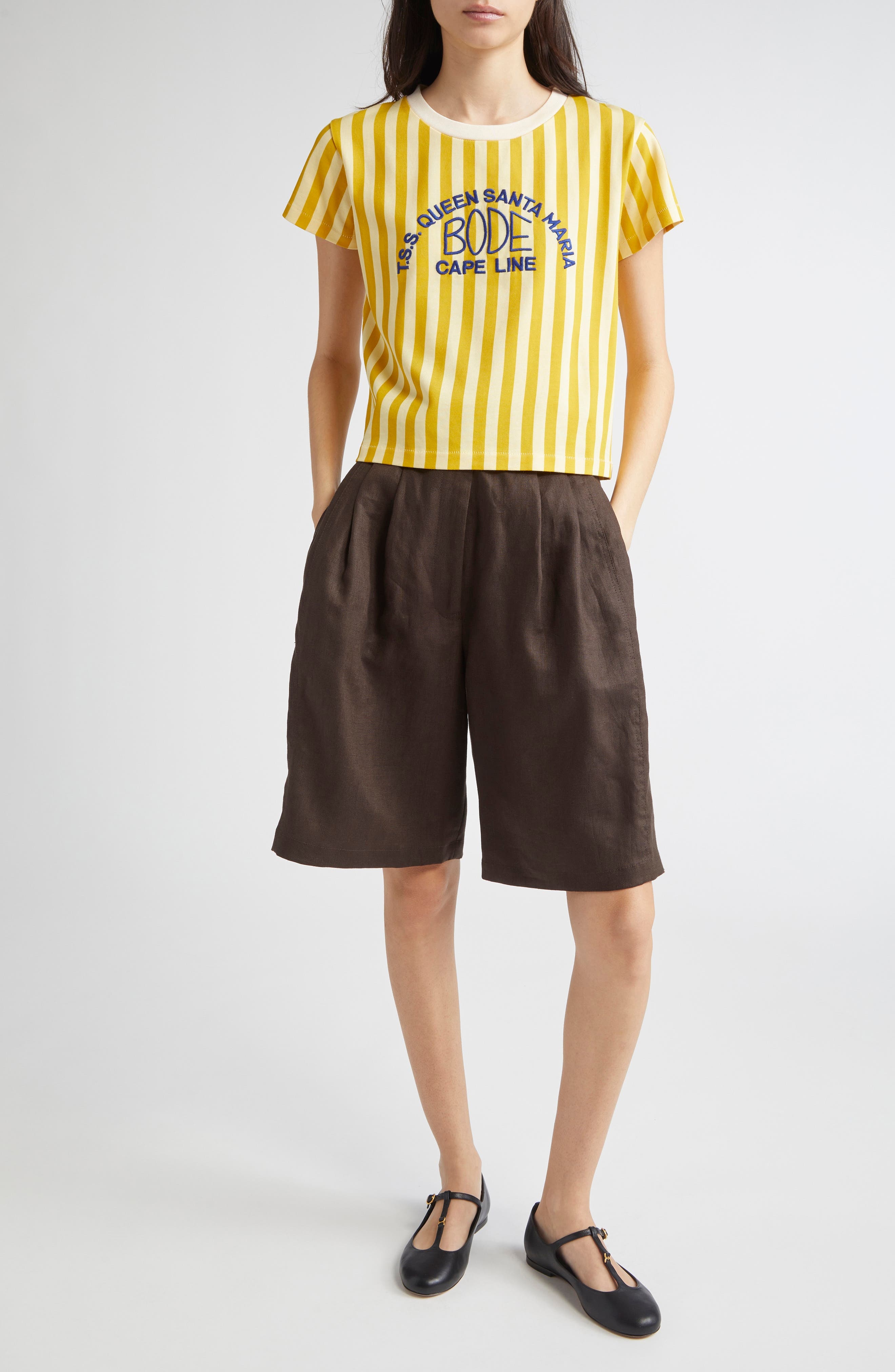Bode Medalist Embroidered Stripe T-Shirt in Yellow Multi at Nordstrom - 2
