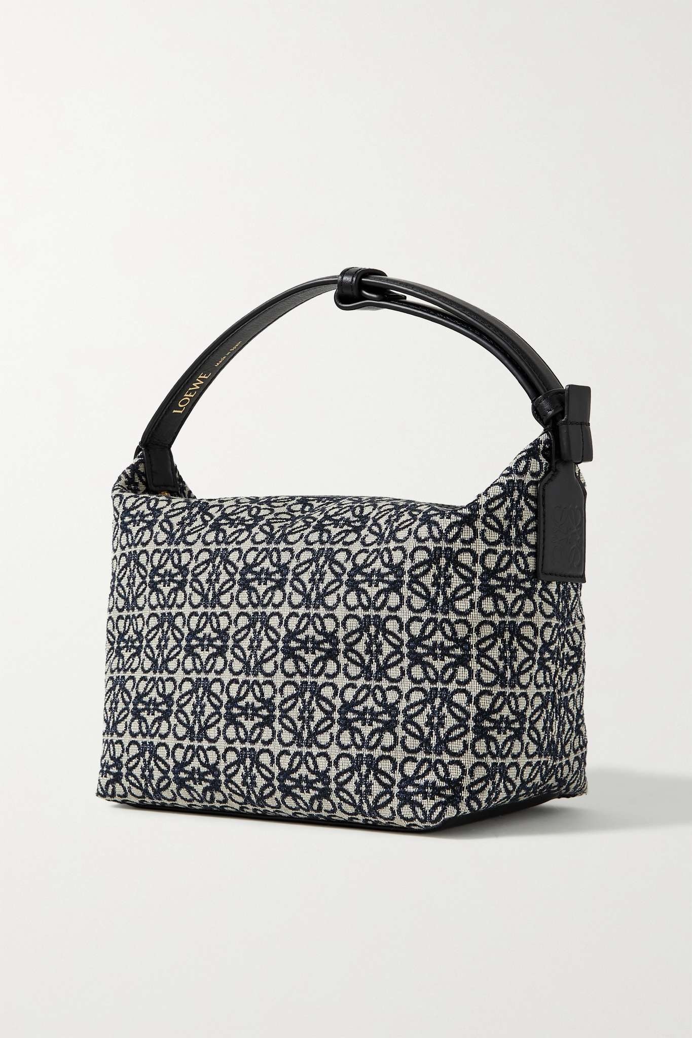 Cubi Anagram small leather-trimmed logo-jacquard tote - 3