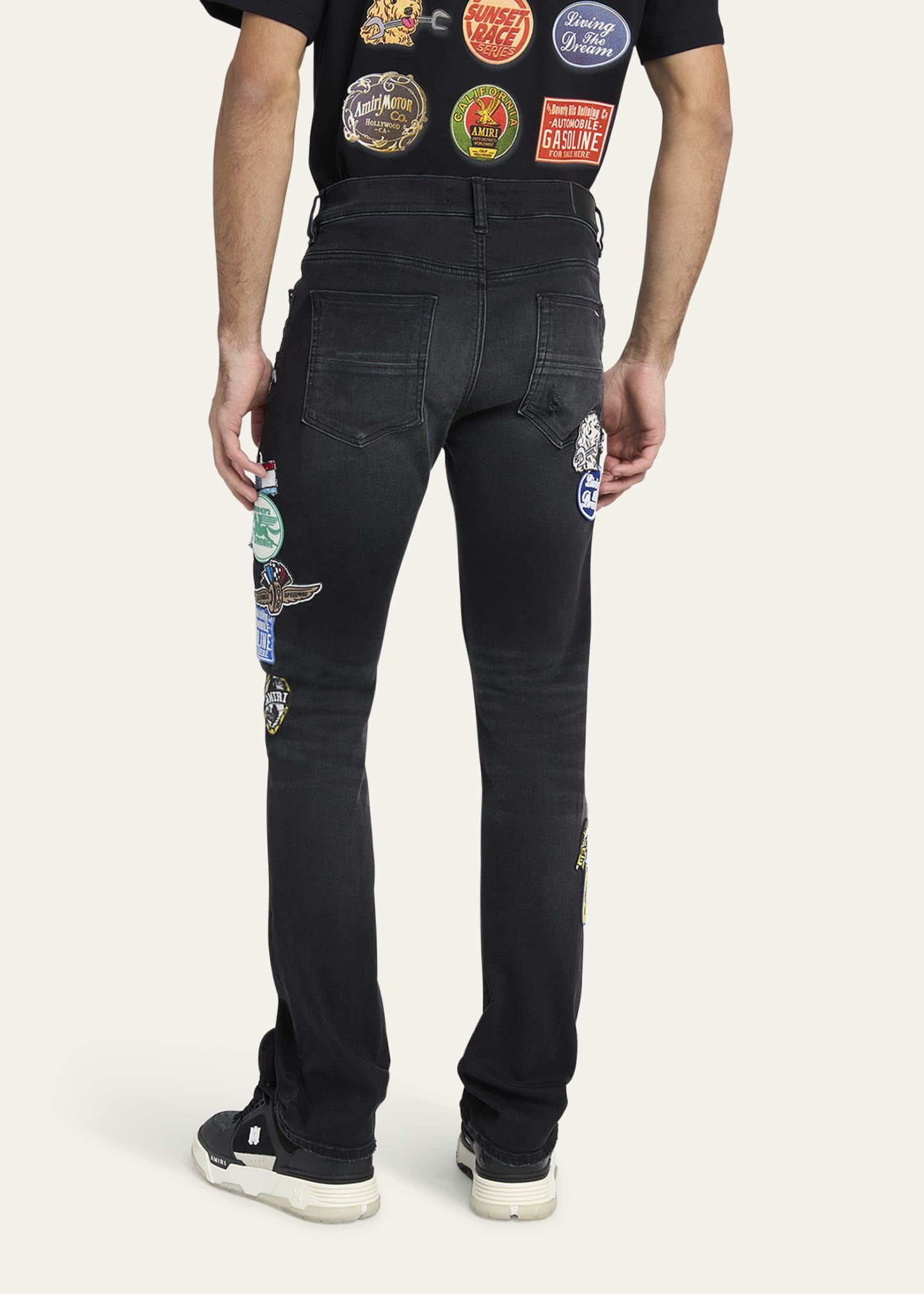 Men's Patchwork Slim-Fit Distressed Jeans - 3