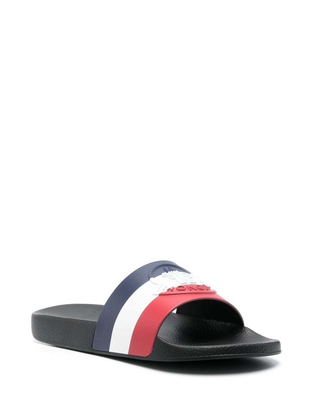 striped logo-embossed slides - 2