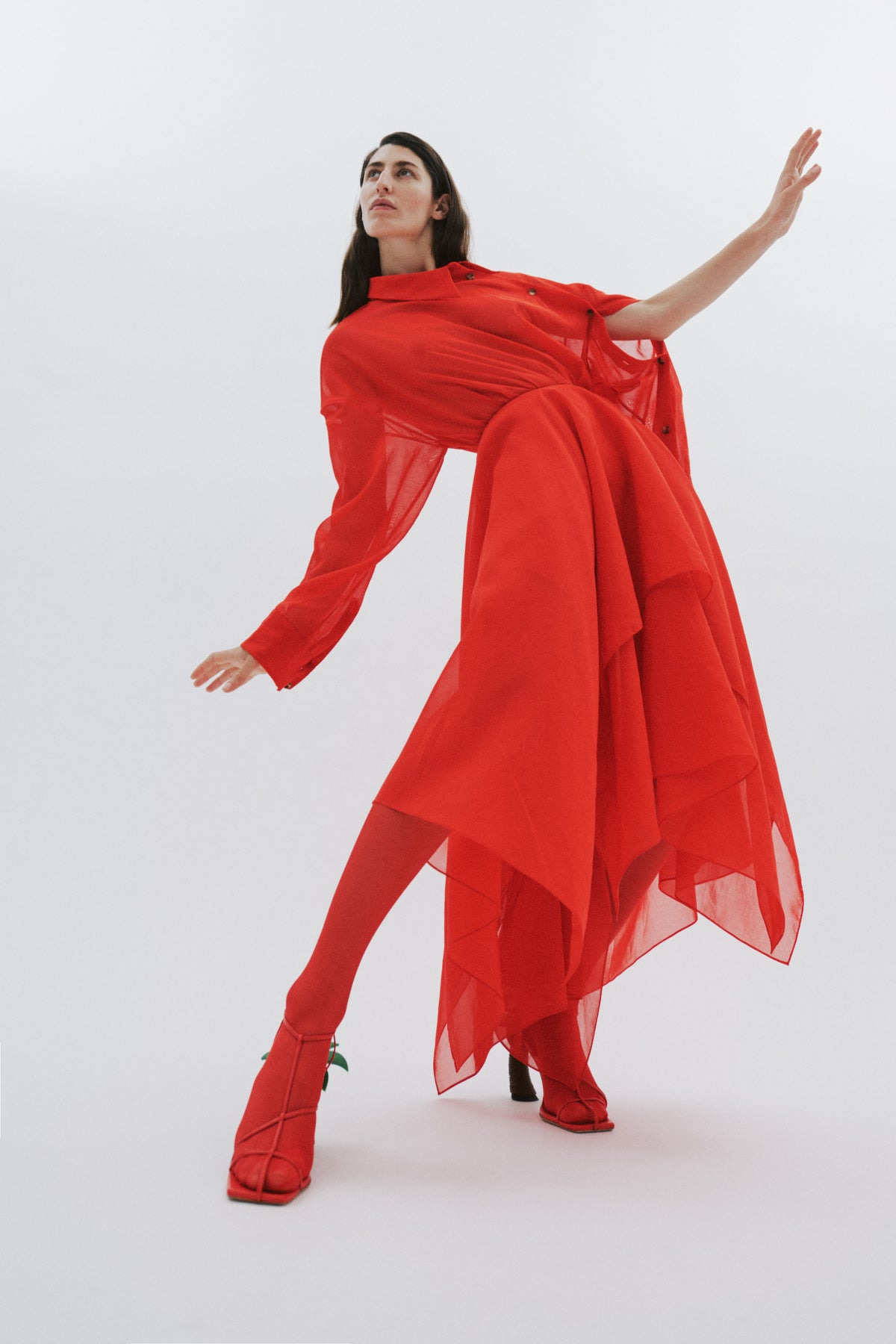 ORGANZA SHIRT DRESS RED - 9