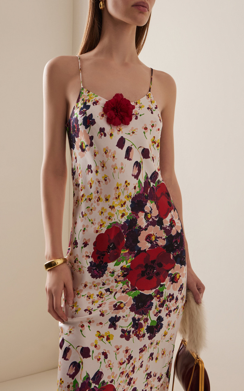 RODARTE Exclusive Riviera Lace-Detailed Floral Silk Dress floral outlook