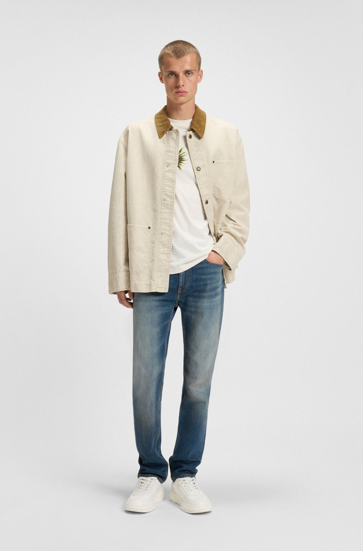 SLIM-FIT JEANS IN MID-BLUE STRETCH DENIM - 3