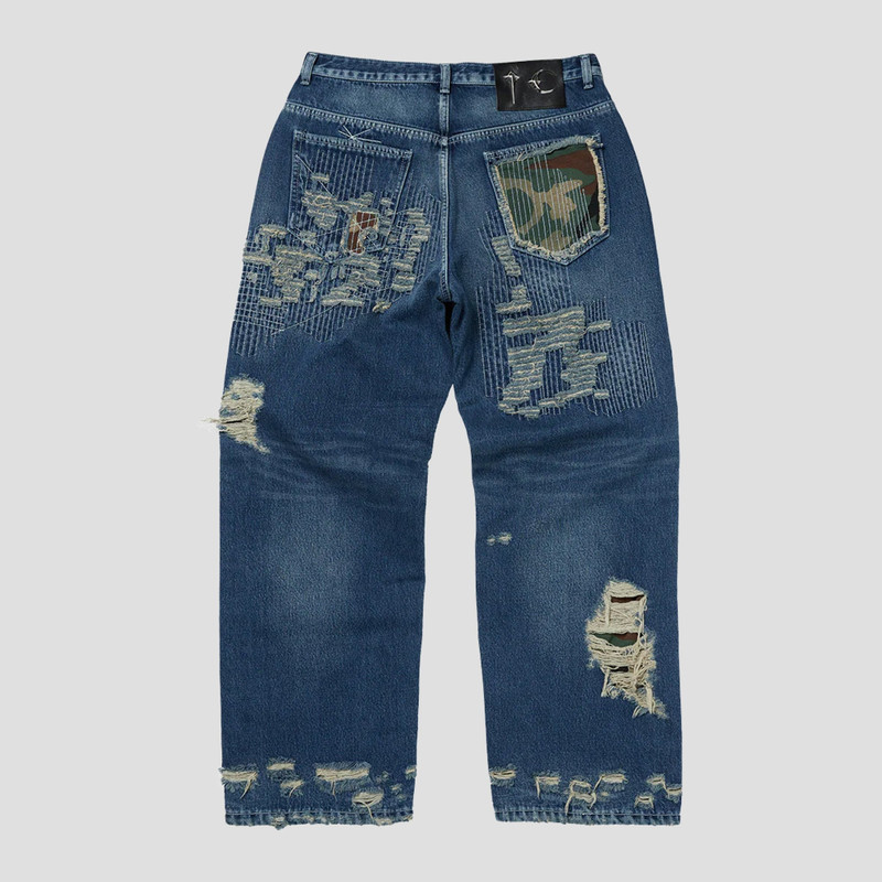 Thug Club VINTAGE-STITCHED CAMO DENIM PANTS outlook