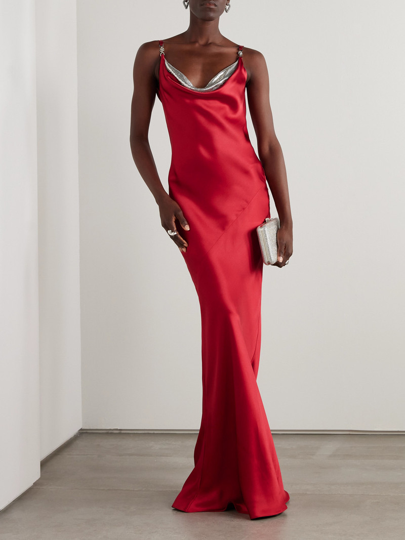 VERSACE Sequin-trimmed Draped Silk-satin Gown outlook