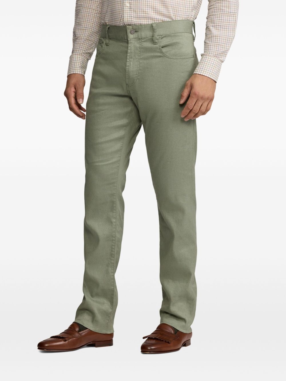 cotton-linen denim pants - 4