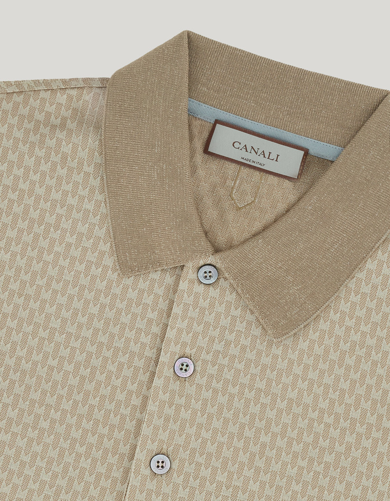 BEIGE-HAZELNUT COTTON JACQUARD POLO SHIRT 4