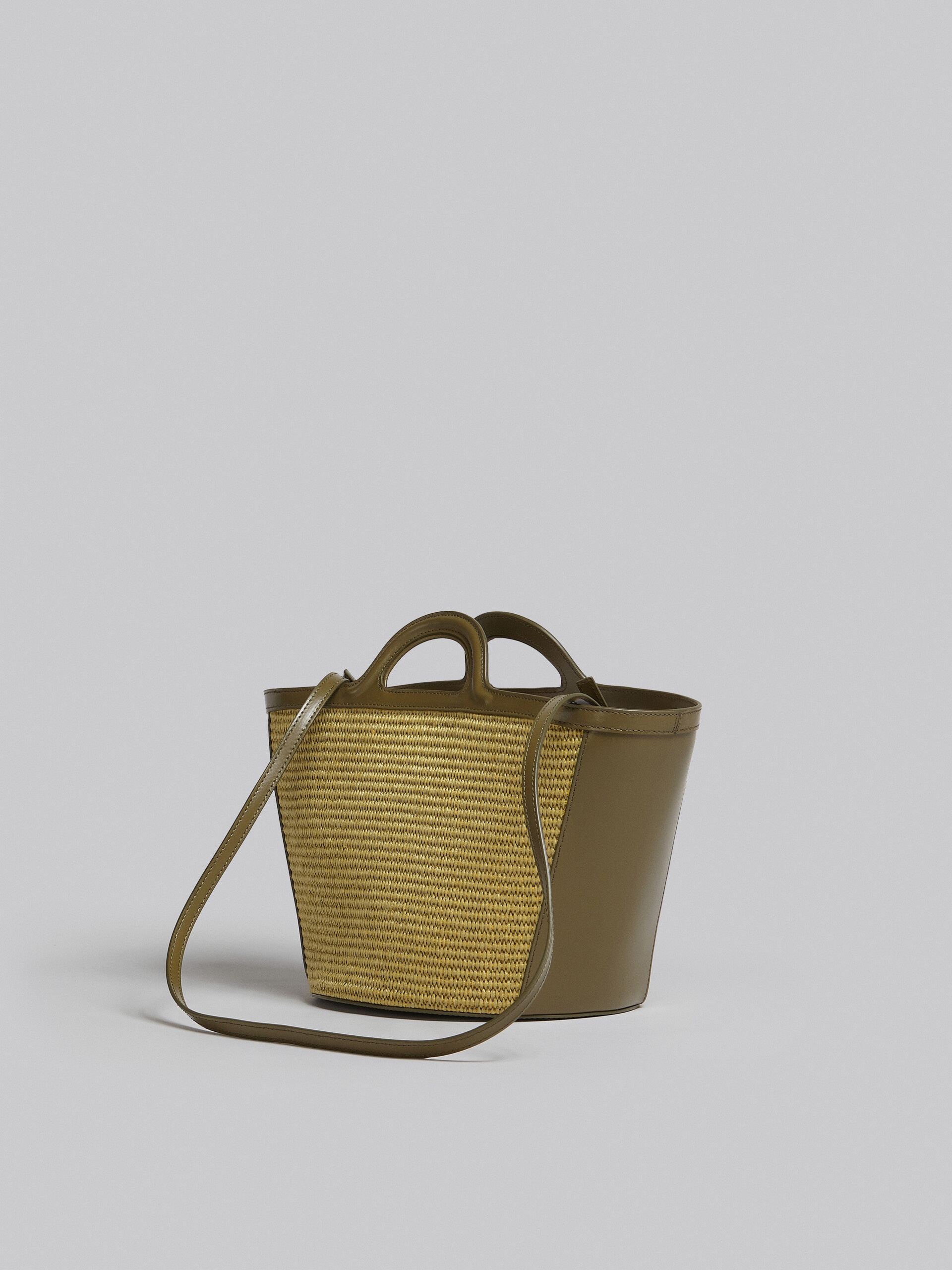 TROPICALIA SMALL BAG IN OLIVE GREEN LEATHER AND RAFFIA - 3