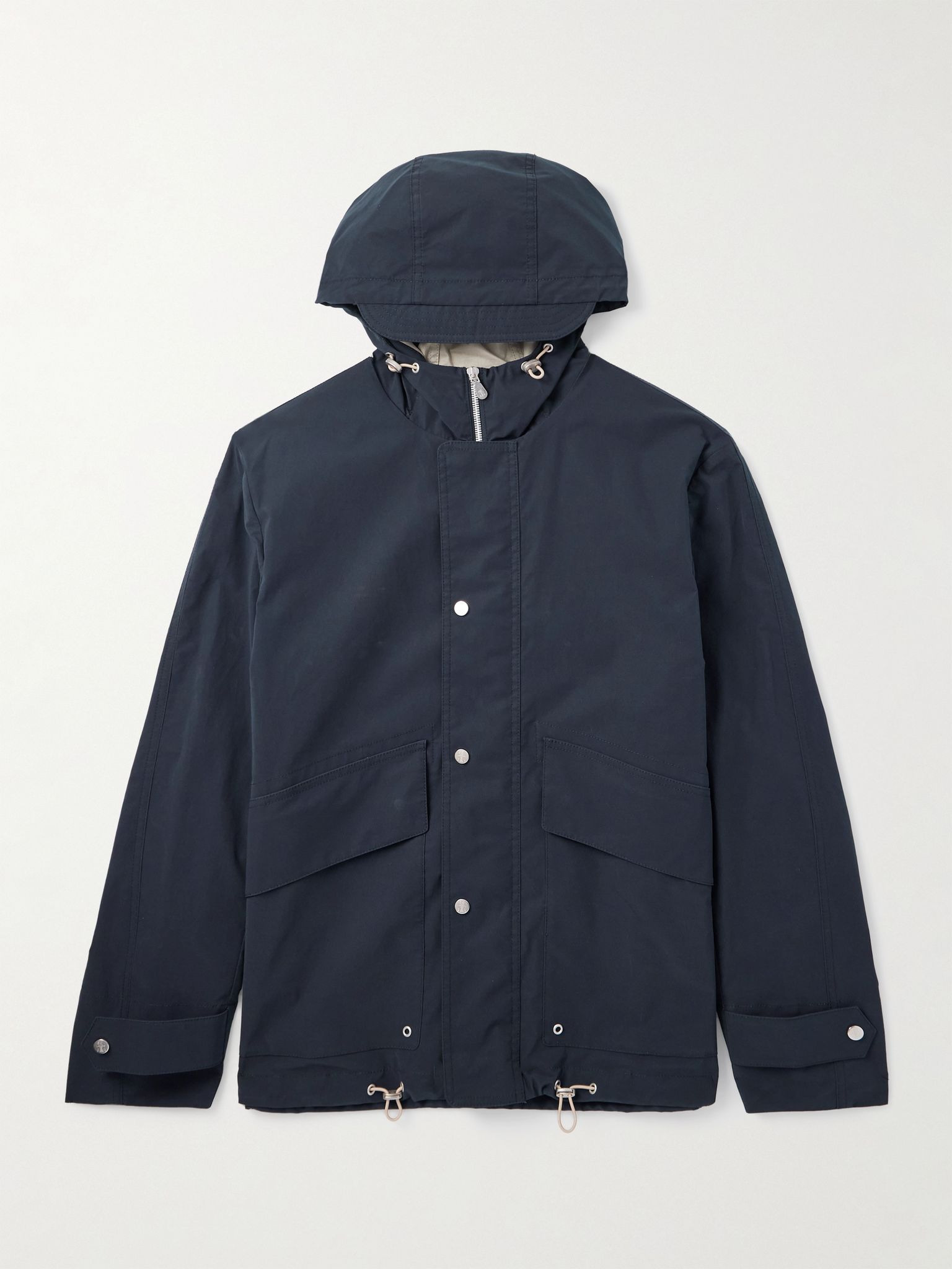 Cotton-Shell Hooded Jacket Navy - 1