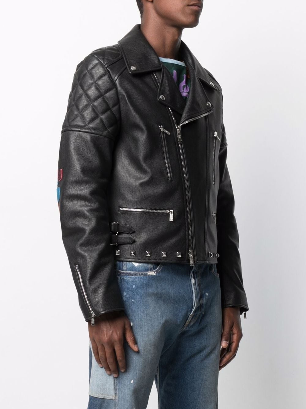 x Gallery Dept. logo-patch biker jacket - 3