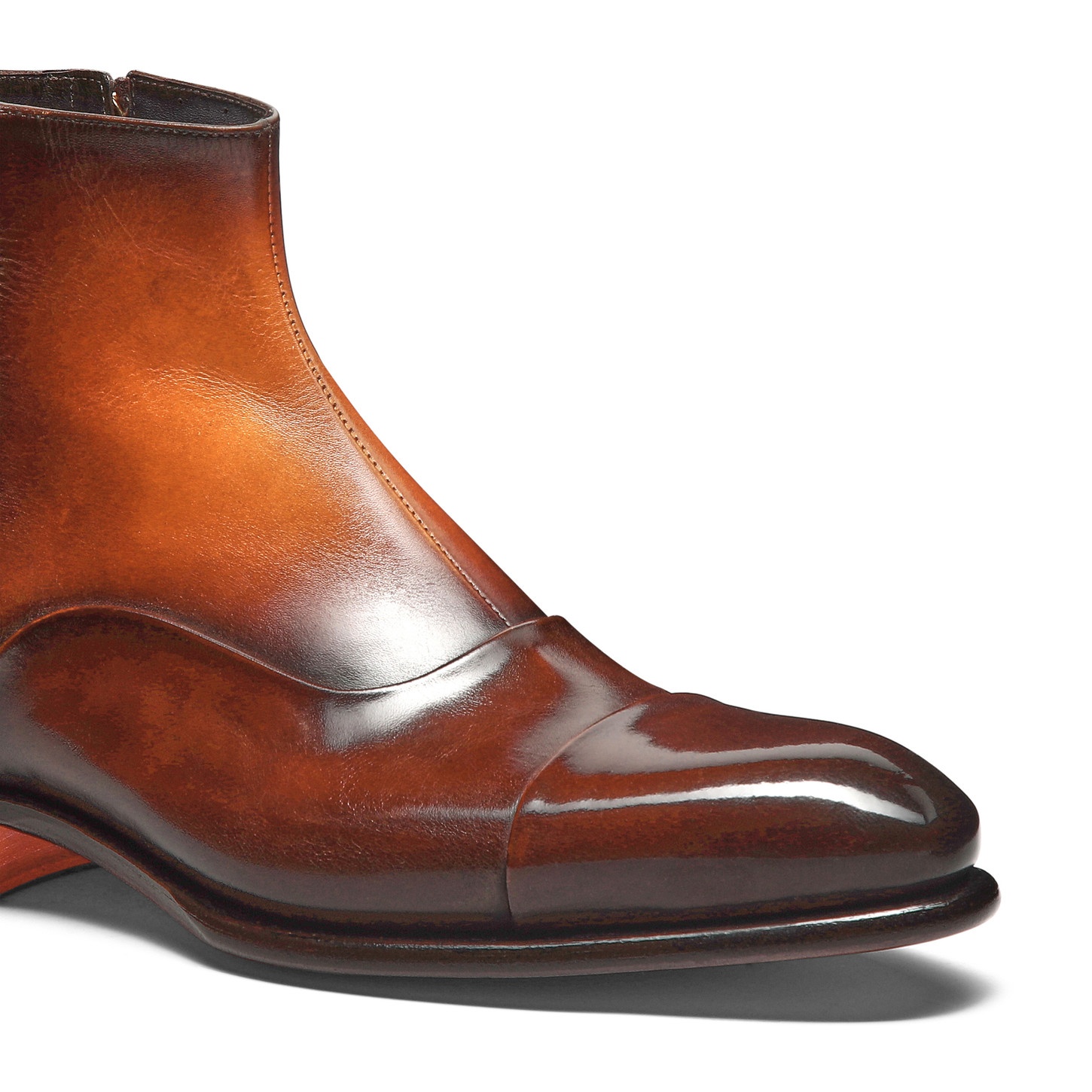 Men's orange leather ankle boot - 6