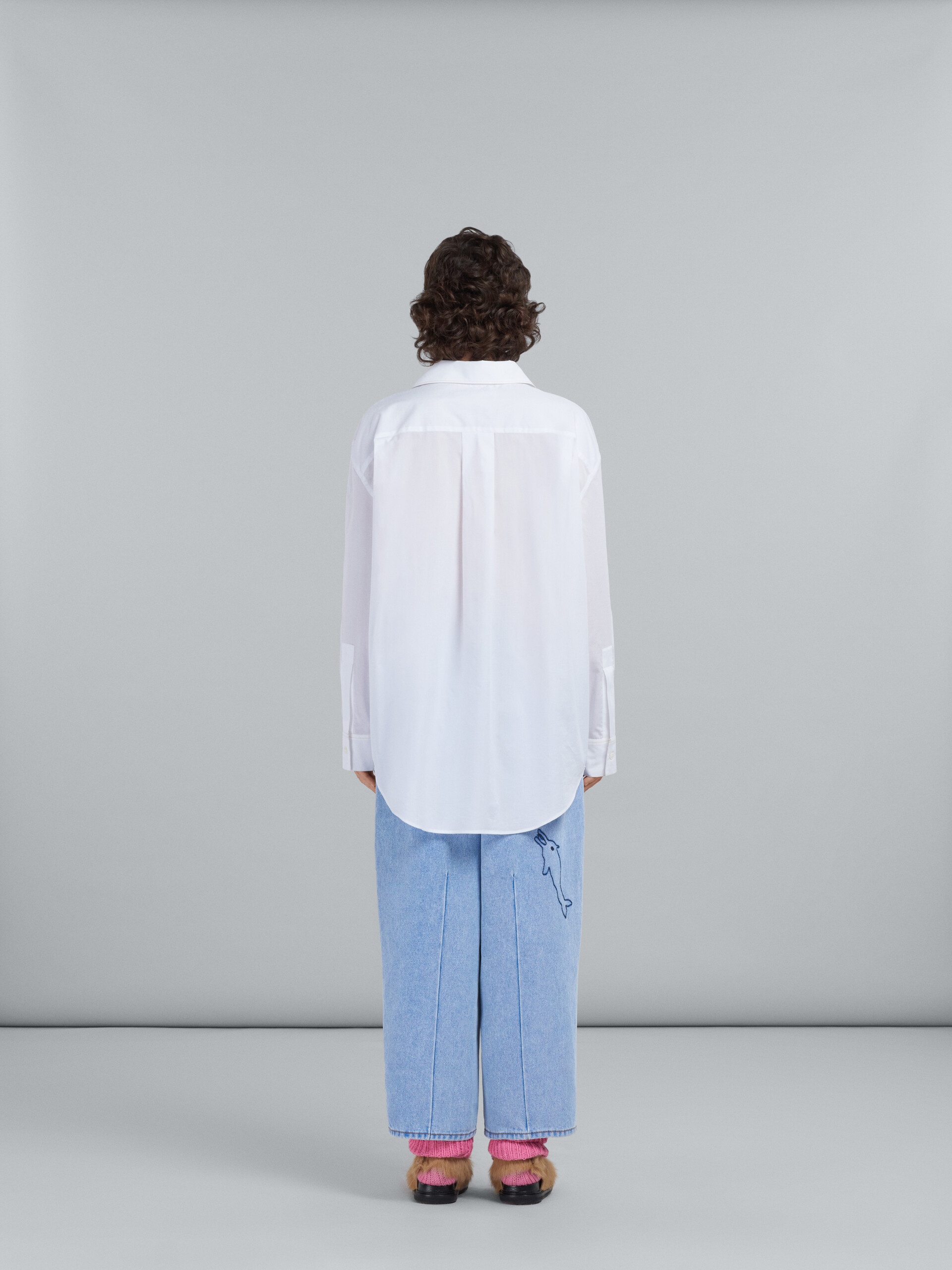 LOOSE TROUSERS IN LIGHT BLUE DENIM WITH EMBROIDERY - 3