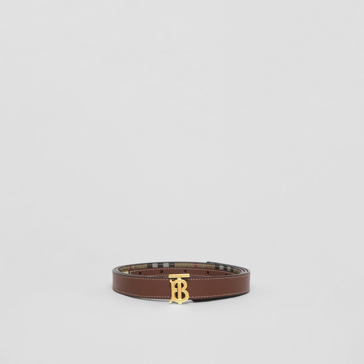 Reversible Vintage Check and Leather Belt - 6