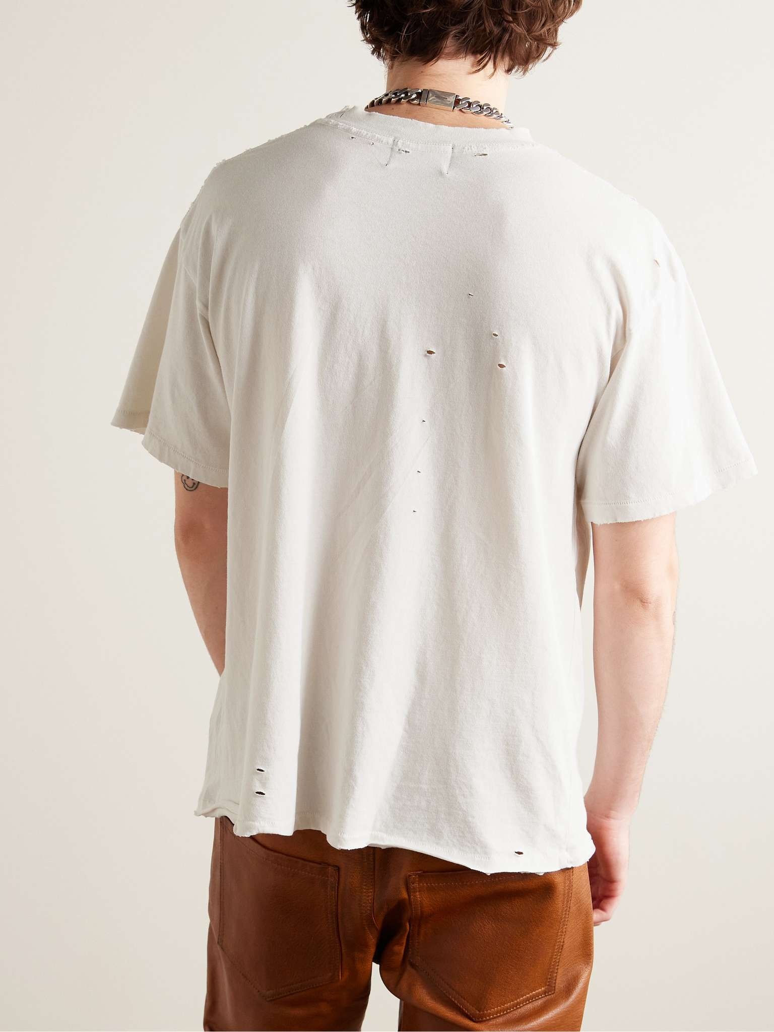 Distressed Logo-Printed Cotton-Jersey T-Shirt - 3