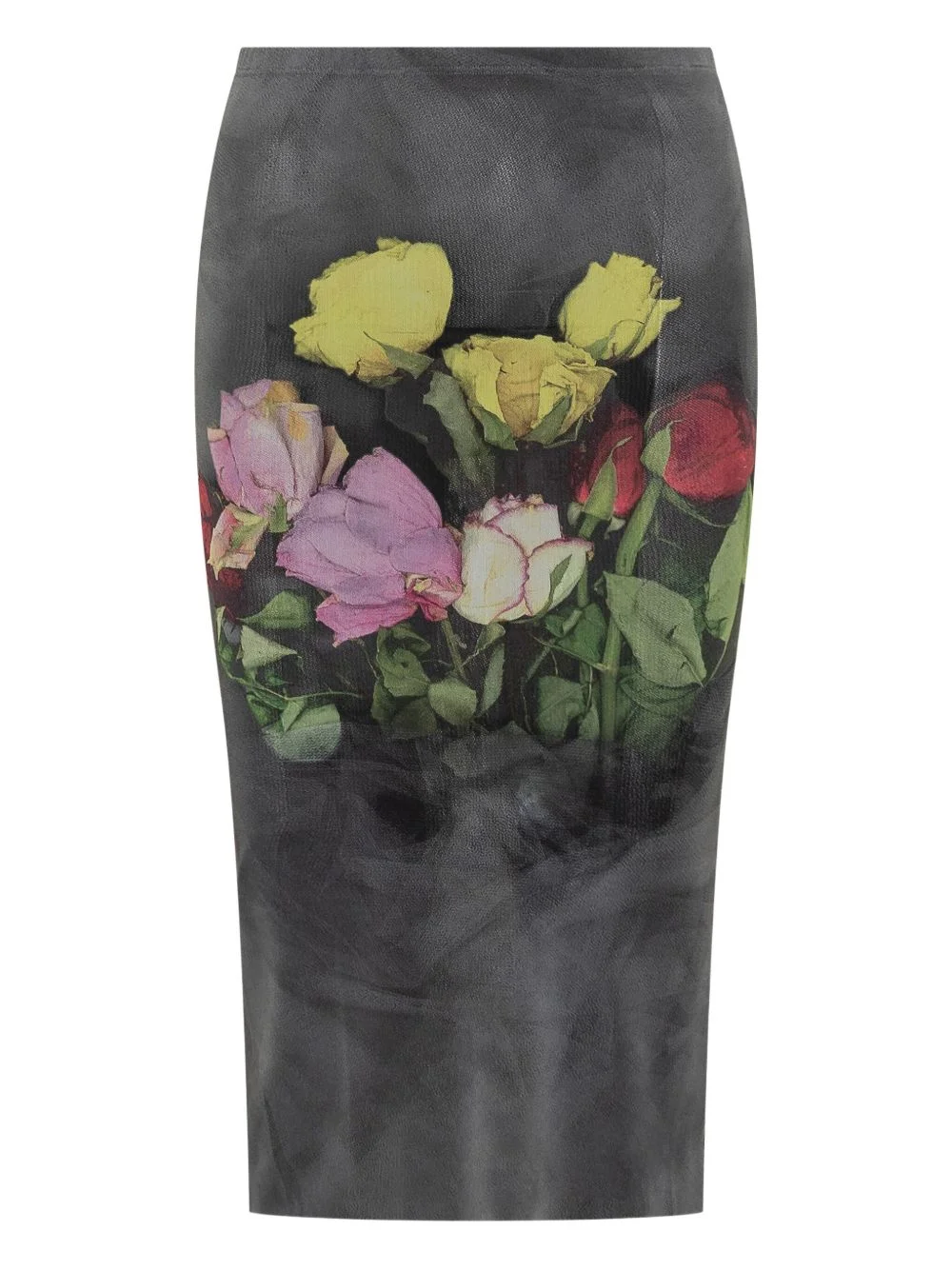 Roses bouquet-print midi skirt - 1