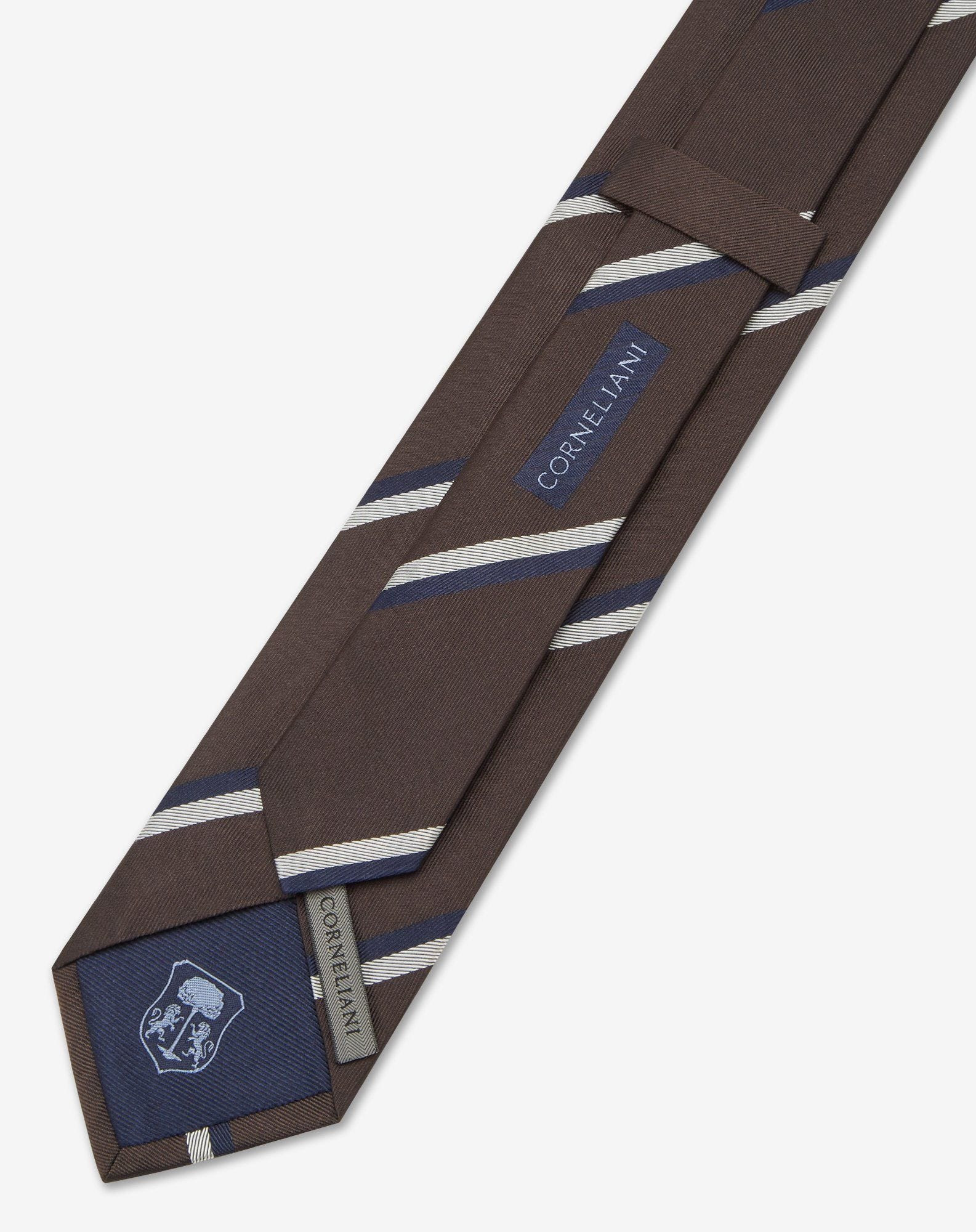 Brown regimental jacquard silk tie - 3