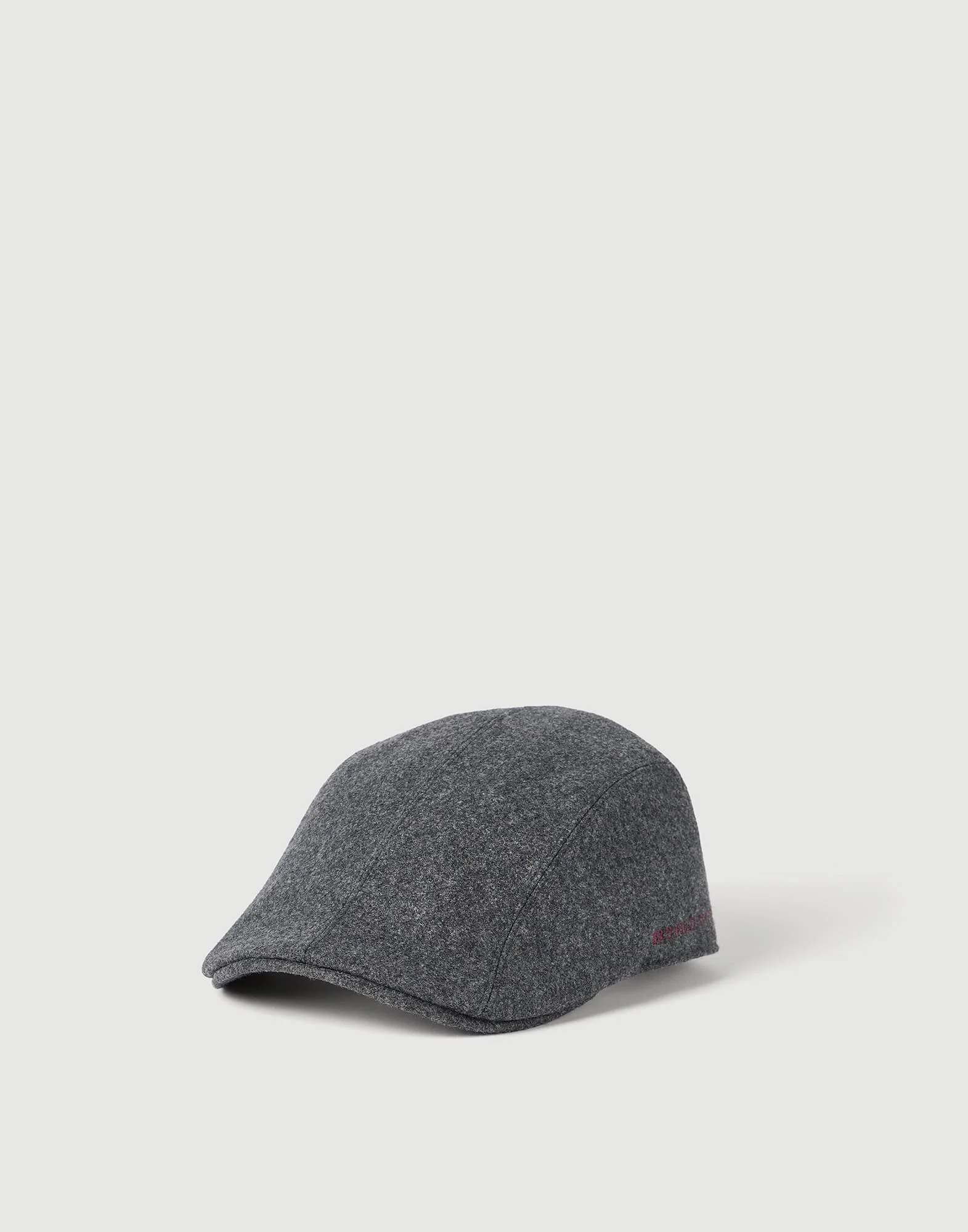 Virgin wool flannel flat cap with embroidered logo - 1