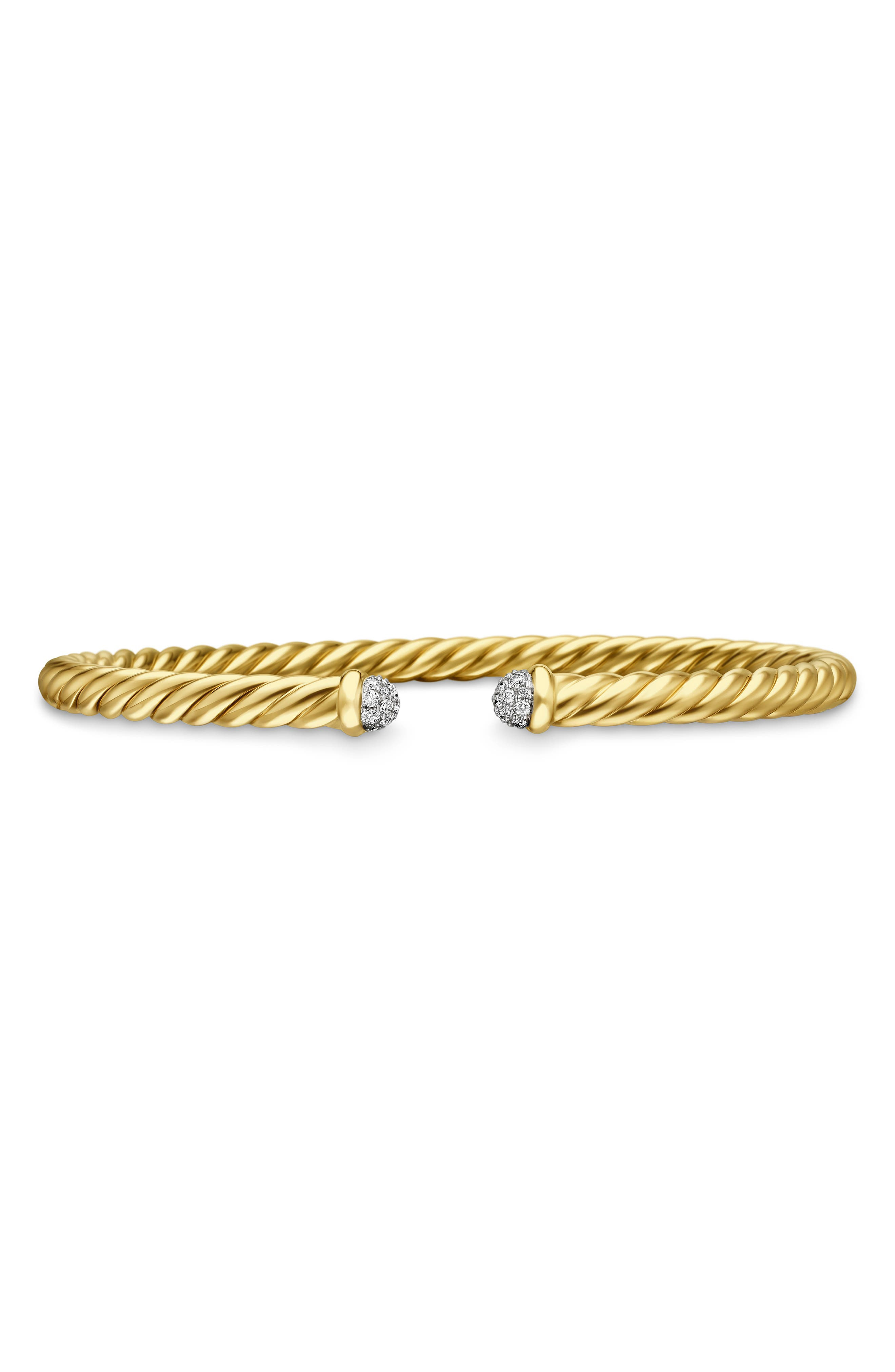 David Yurman Precious Cable Cuff Bracelet in Gold, The Cable Classics Collection in Yellow Gold/Diam - 1
