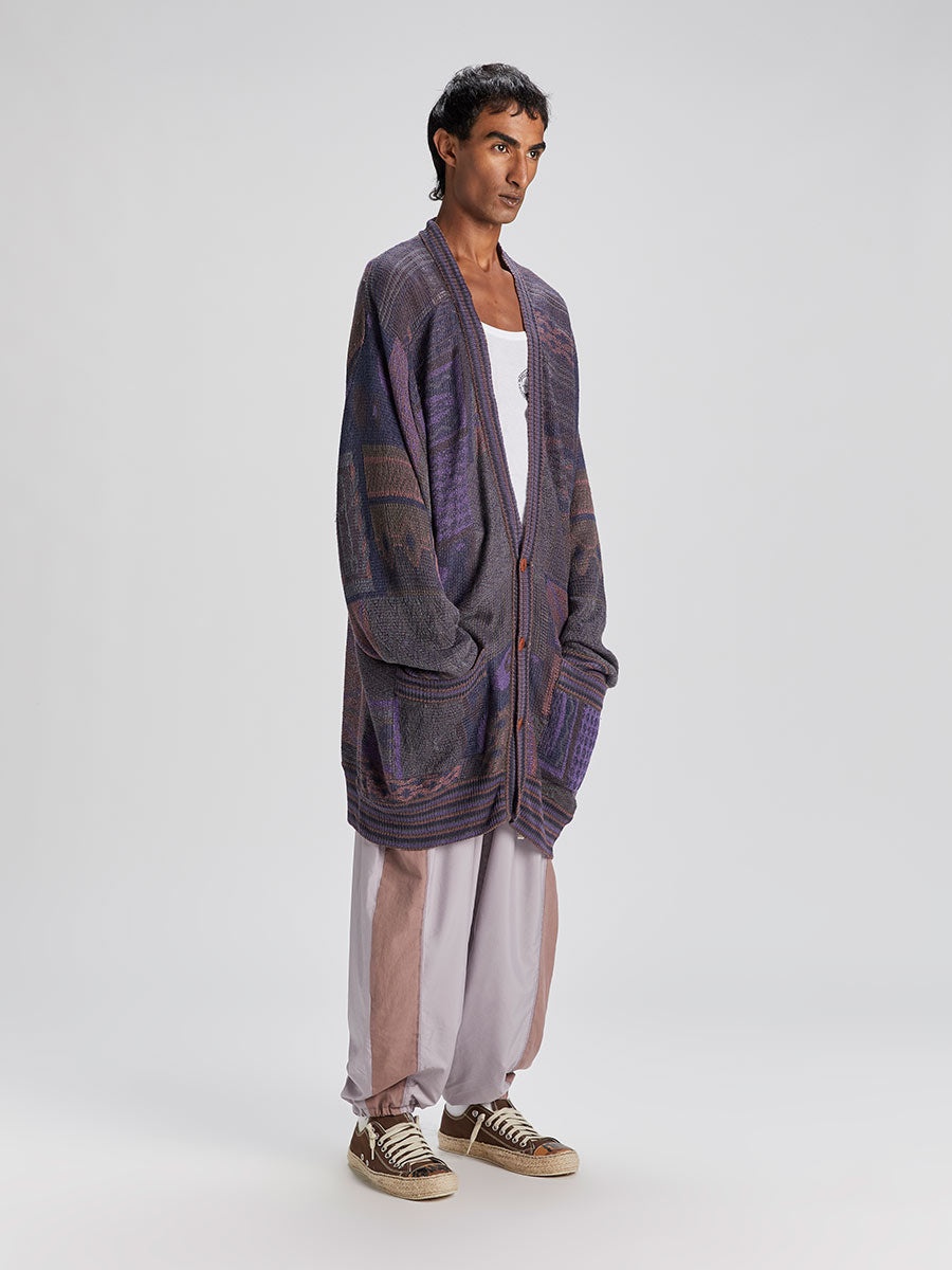 Grampa Jacquard Cardigan Dark Combo - 5