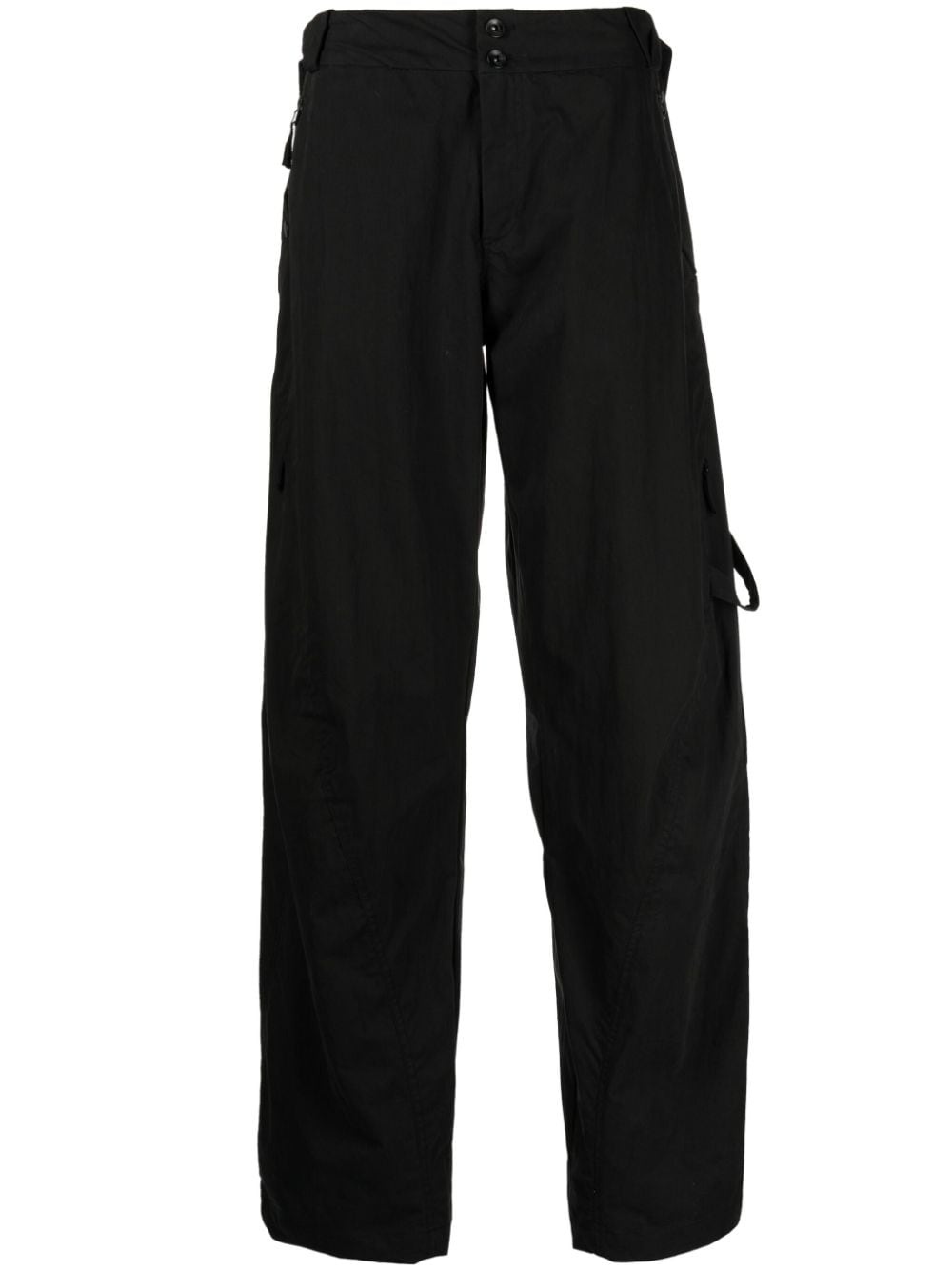 high-waisted cotton-blend trousers - 1