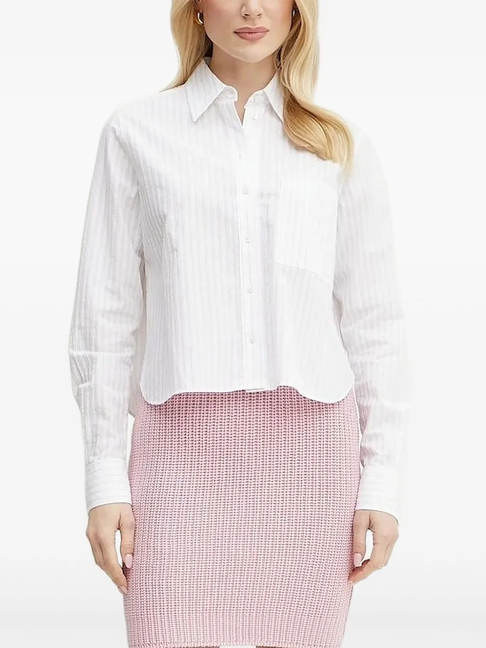pinstripe cropped shirt - 1