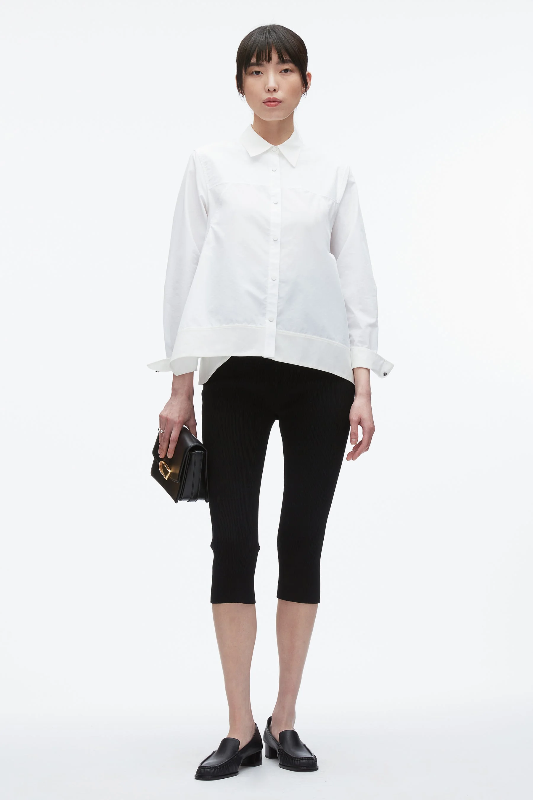 Flounce Hem Poplin Shirt - 1