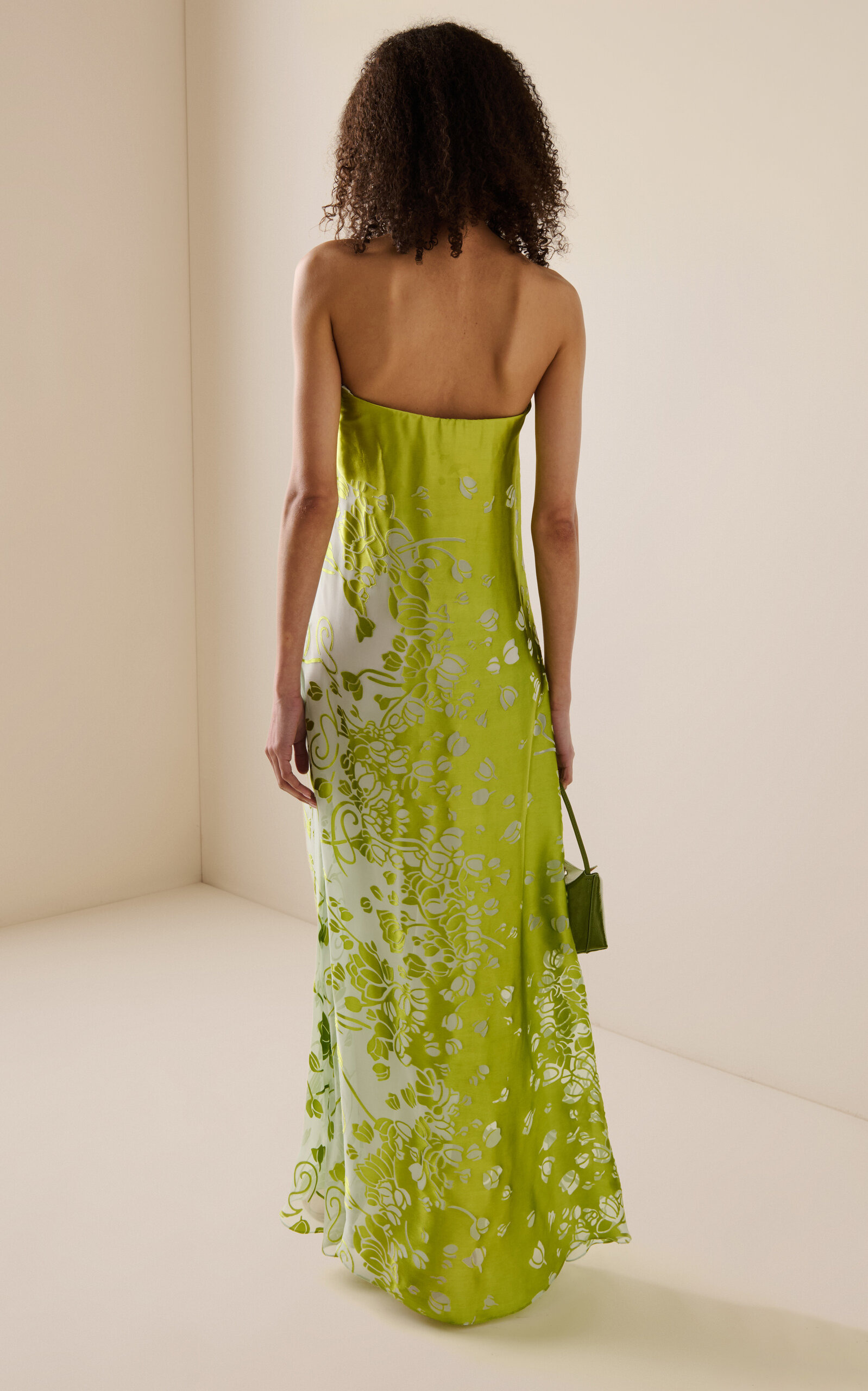 Satin Burnout Maxi Dress green - 4