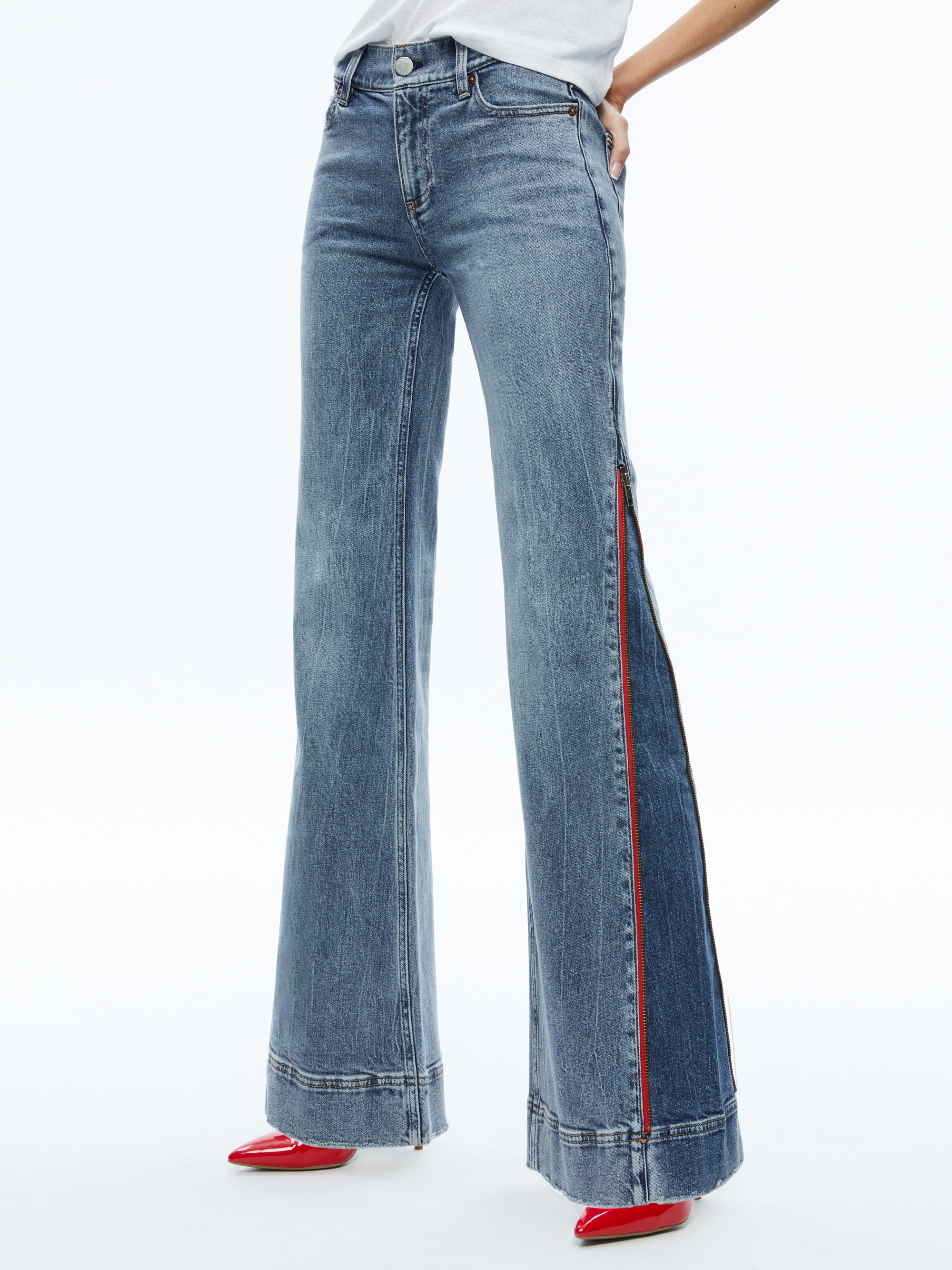 REY SIDE ZIPPER WIDE LEG JEAN - 2