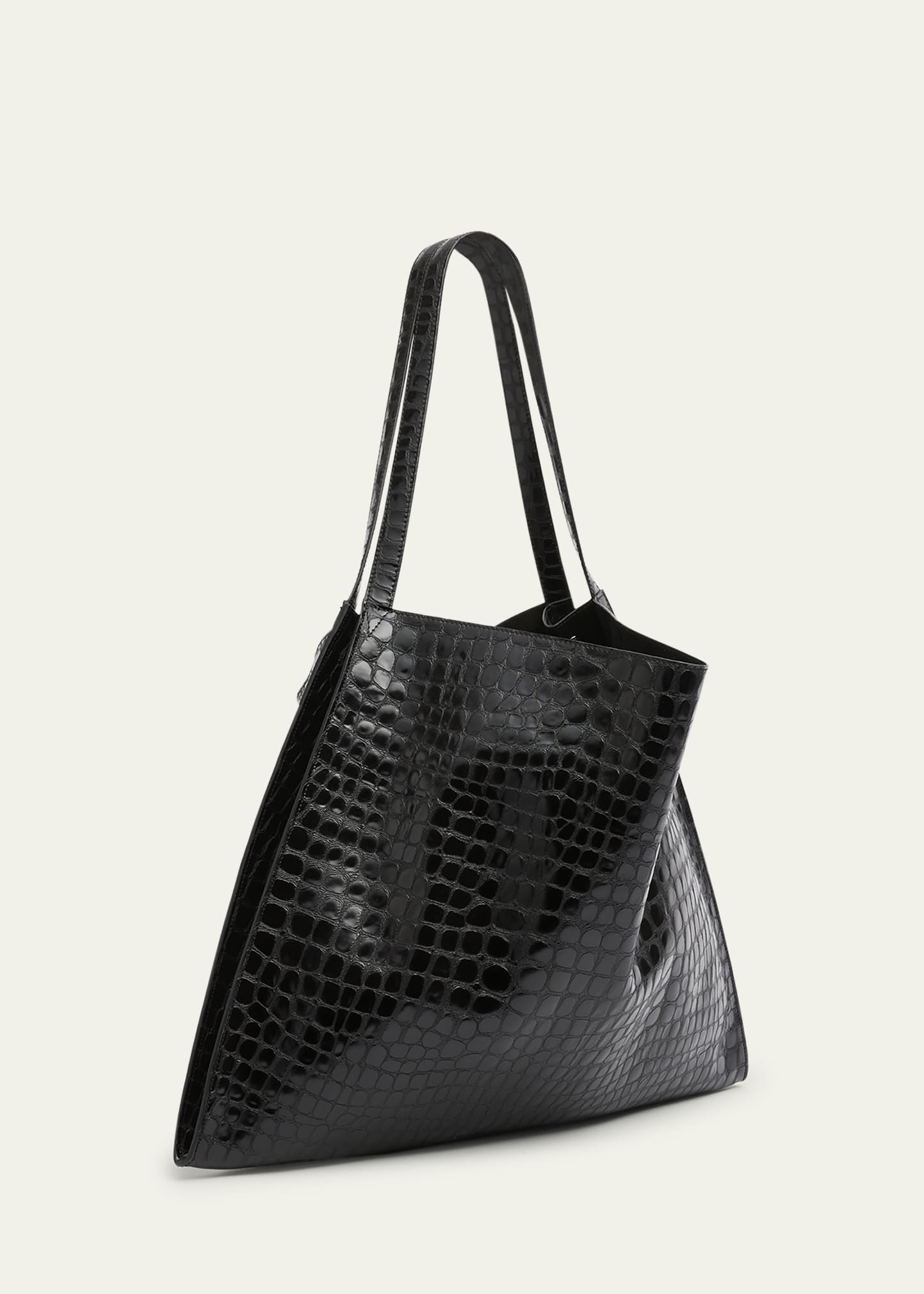 ★ LOUBOUTIN ★Le 54 クロコ型押しレザー トートバッグ Le 54 - Tote bag - Nappa leather and calf leather - Black
