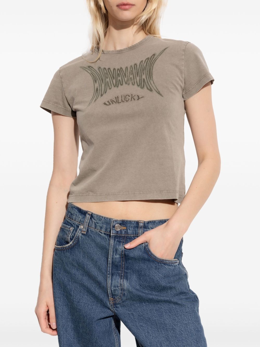 graphic-print cropped T-shirt - 3