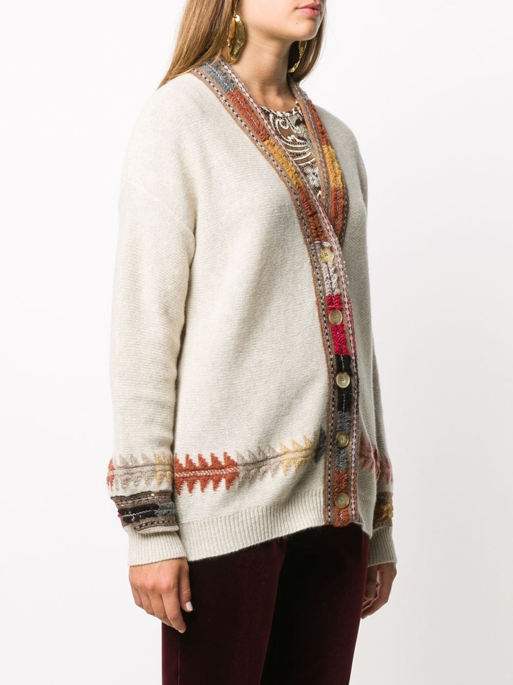 contrast-embroidery cardigan - 3