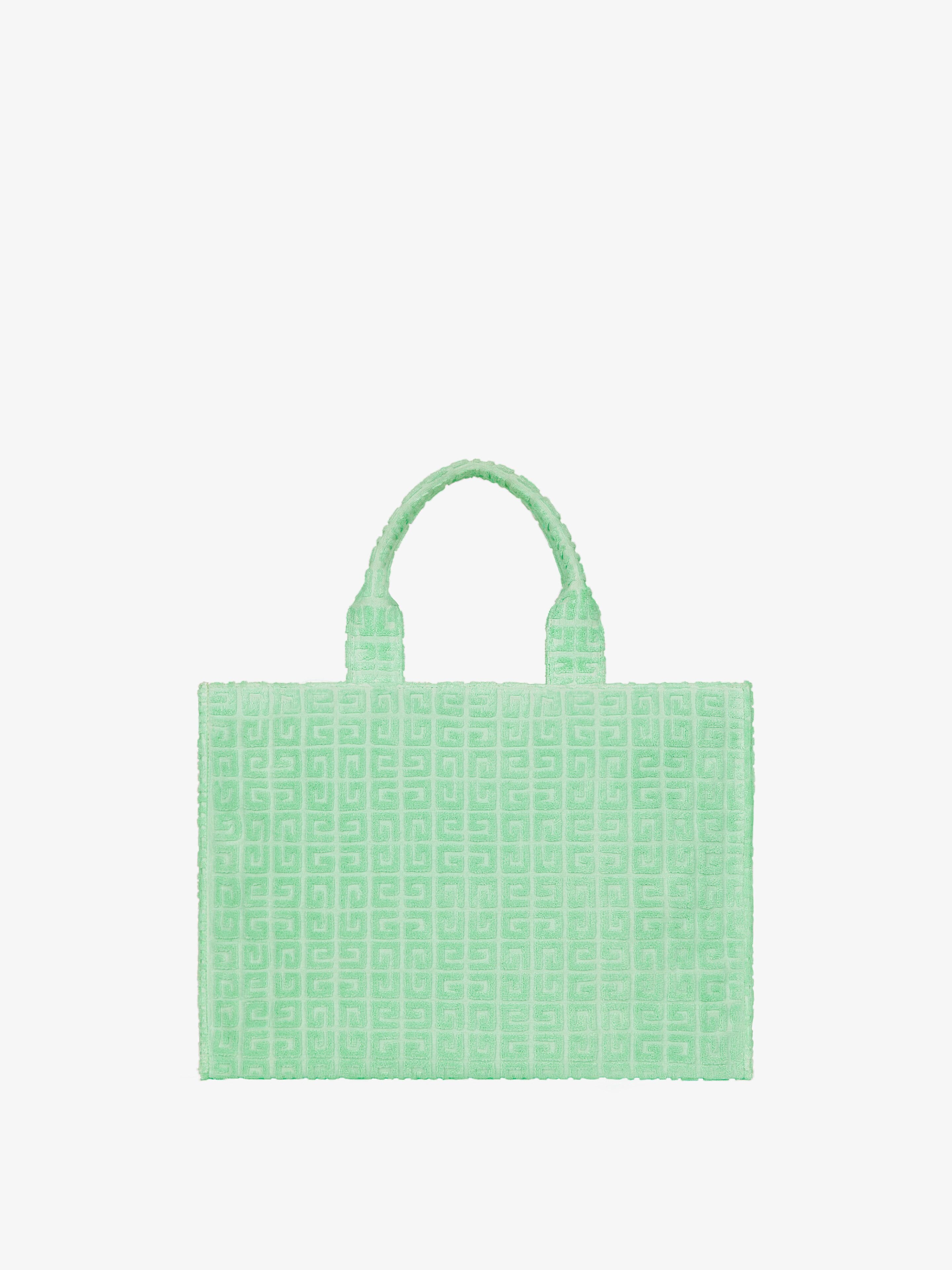 GIVENCHY 4Gモノグラム コットンテリー トートバッグ*AQUA GREEN Givenchy MEDIUM G-TOTE BAG IN 4G COTTON TOWELLING | REVERSIBLE